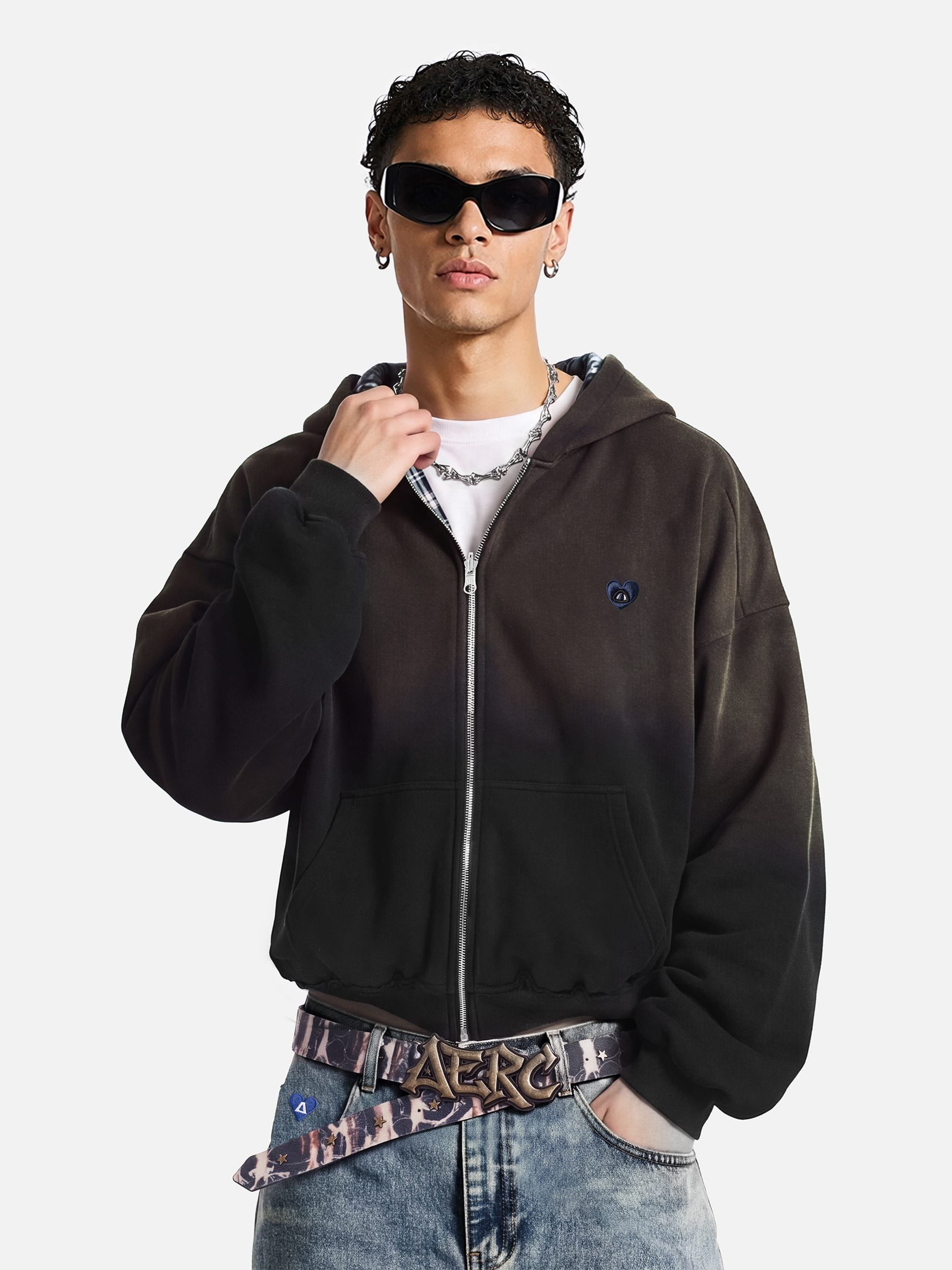 Aelfric Eden Boxy Washed Reversible Plaid Zip Up Hoodie – Aelfric eden
