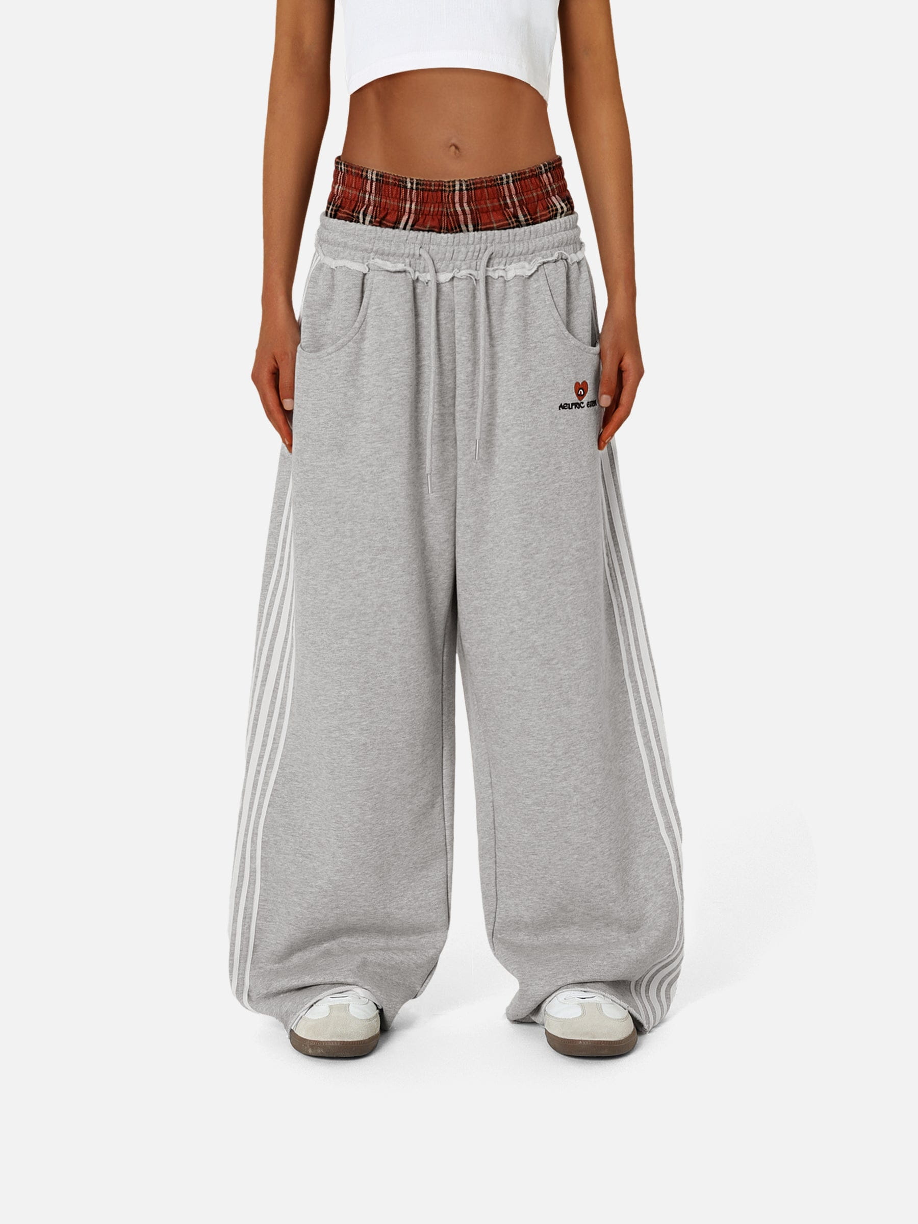 Aelfric Eden Geruite patchwork joggingbroek heren, effen patchwork, sweatpants voor dames, casual sportbroek streetwear, hoge taille, comfortabel en los model, donkerblauw, S Aelfric Eden Geruite patchwork joggingbroek heren, effen patchwork, sweatpants voor dames, casual sportbroek streetwear, hoge taille, comfortabel en los model, donkerblauw, S