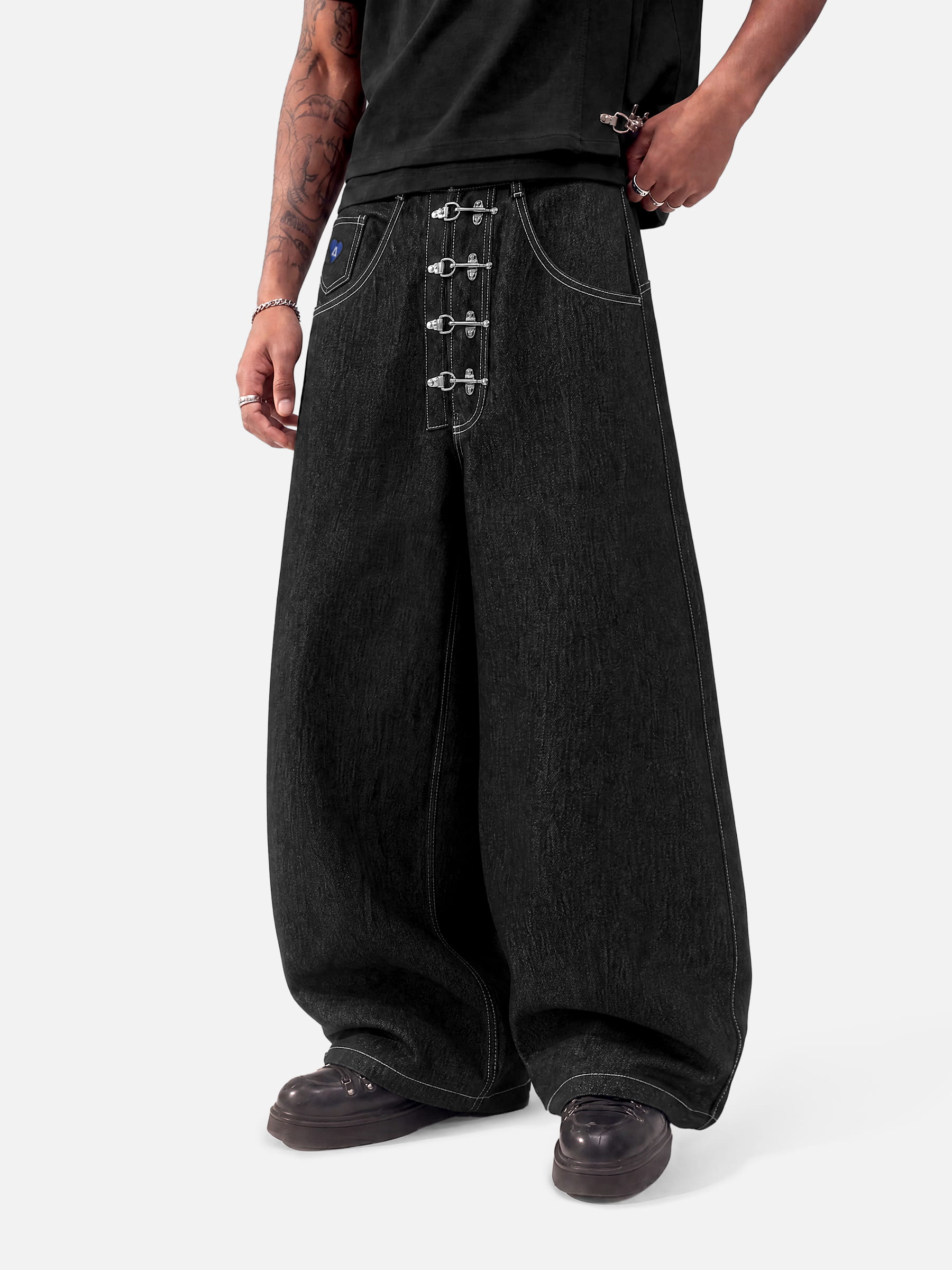 Aelfric Eden Metal Button Raw Baggy Barrel Jeans – Aelfric eden