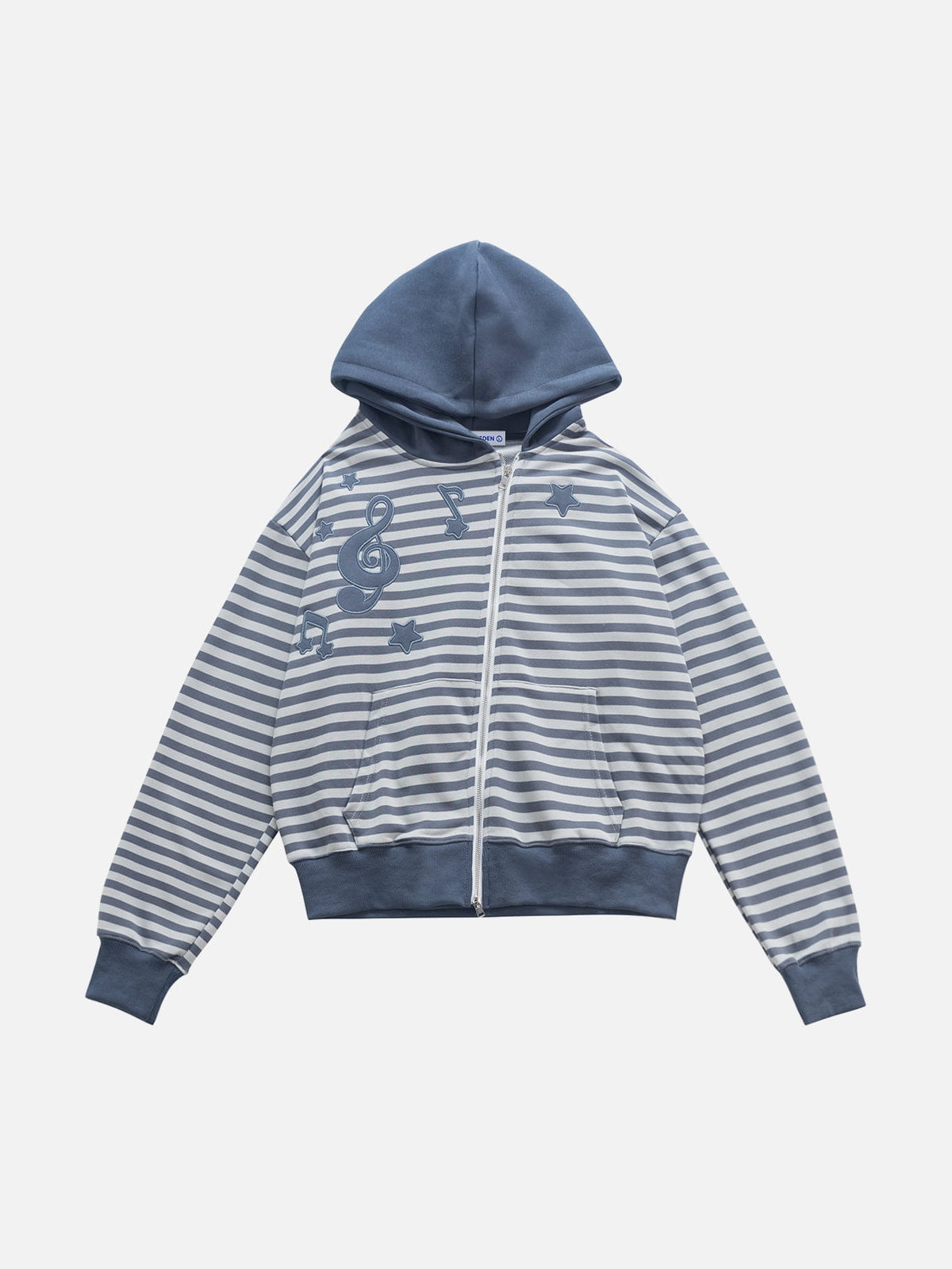 Aelfric Eden Boxy Striped Asymmetric Zip Up Hoodie