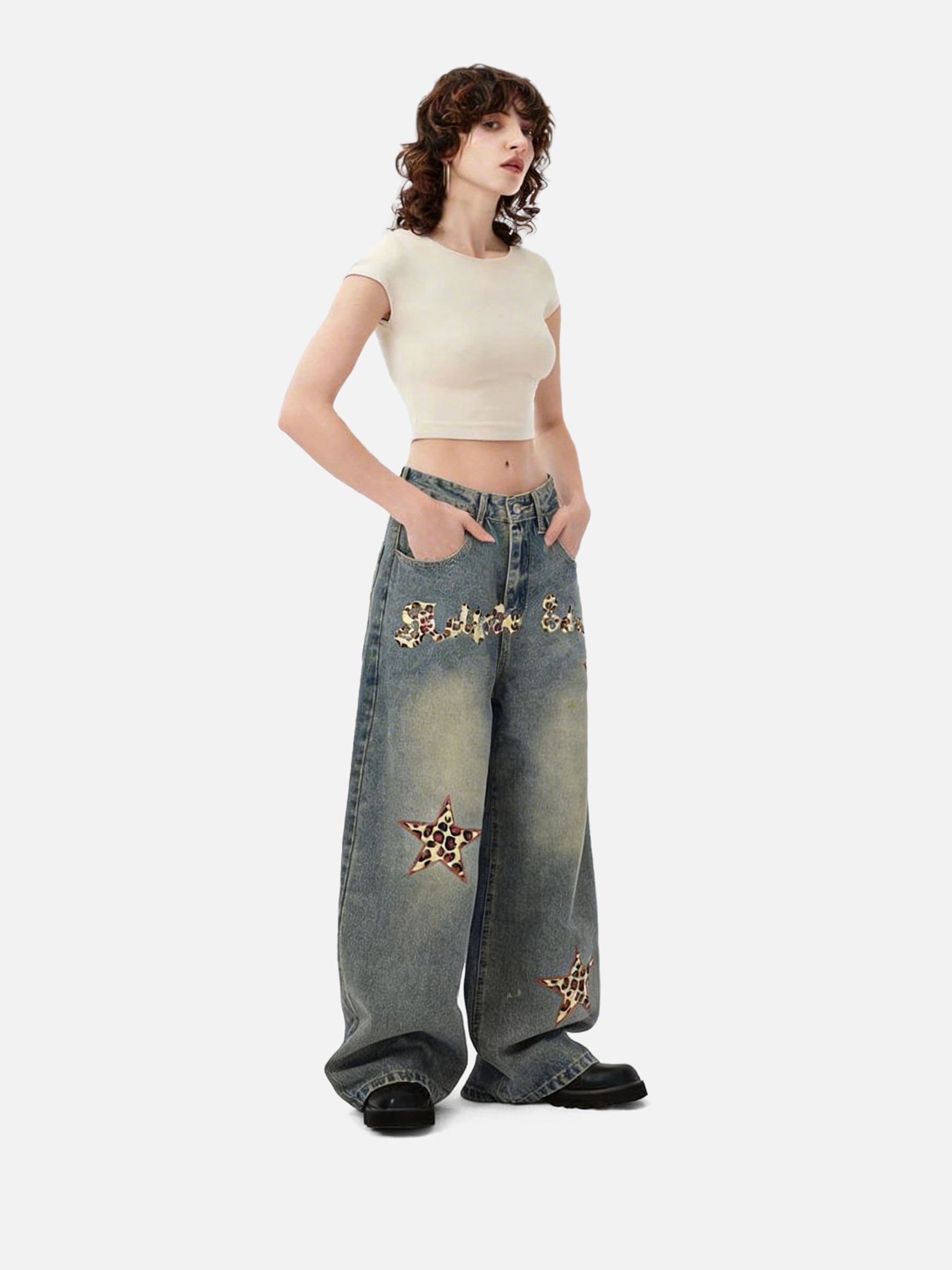 Aelfric Eden Leopard Star Panel Baggy Jeans – Aelfric eden