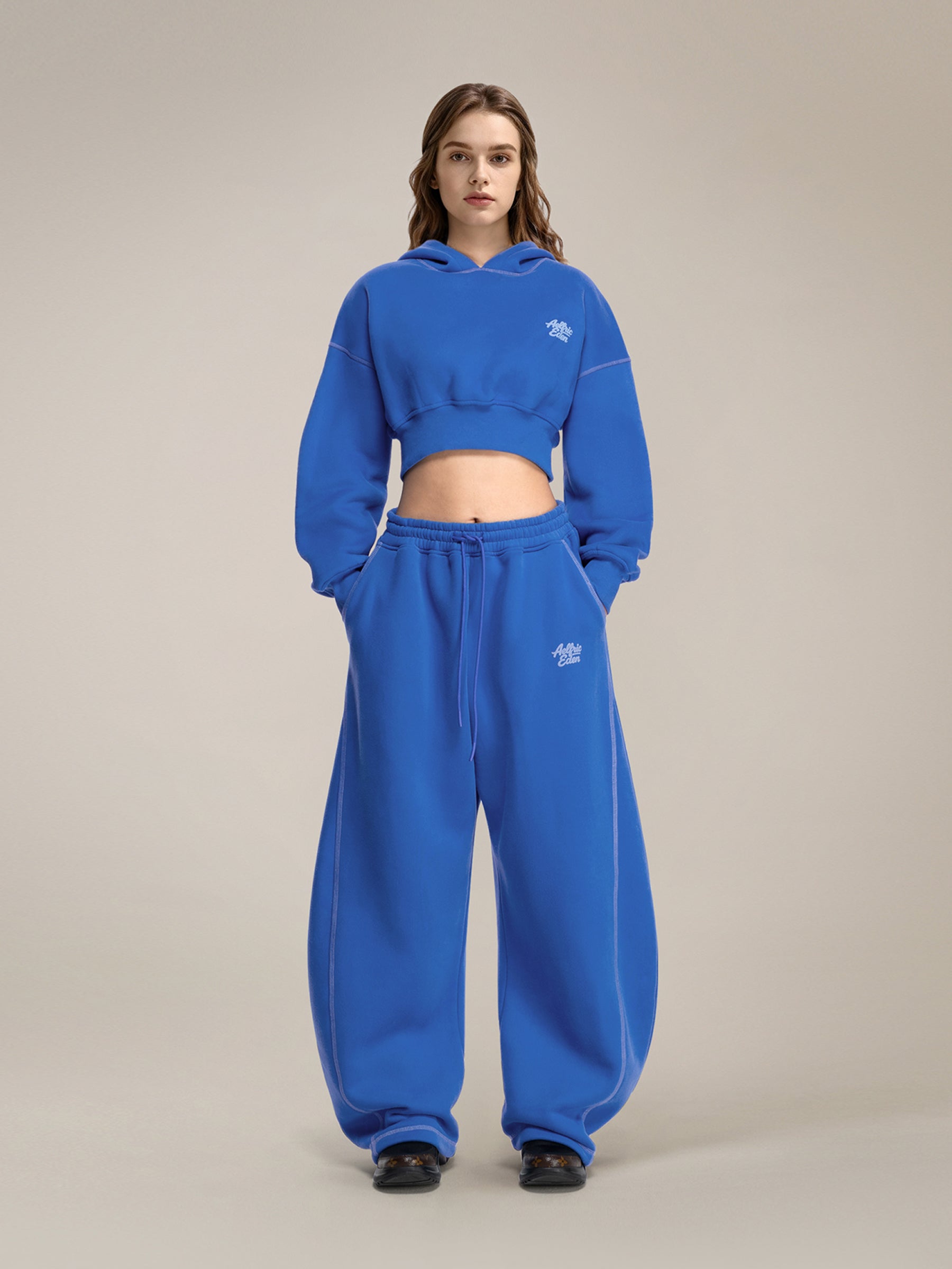 mini logo patch sweatshirt | CLOUD hoodie set – Cheap Muslim