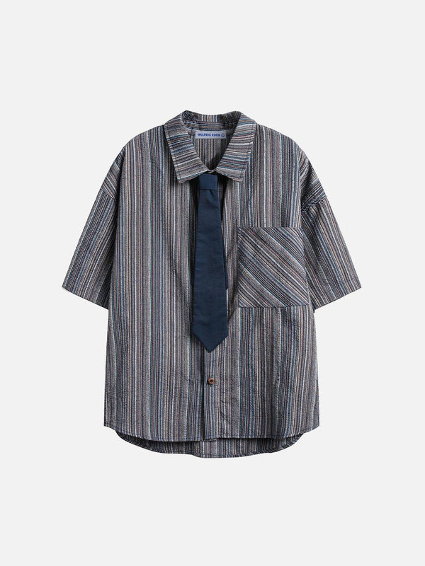Aelfric Eden Stripe Necktie Short Sleeve Shirt