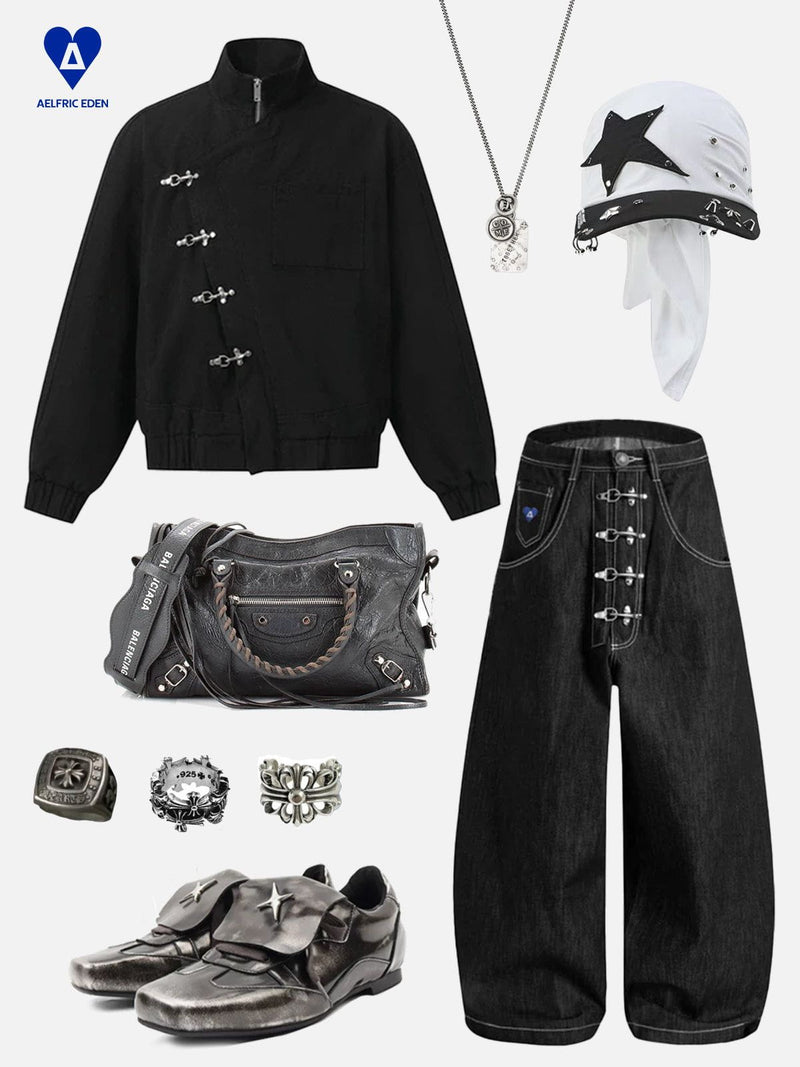 Aelfric Eden Metal Button Raw Barrel Jeans