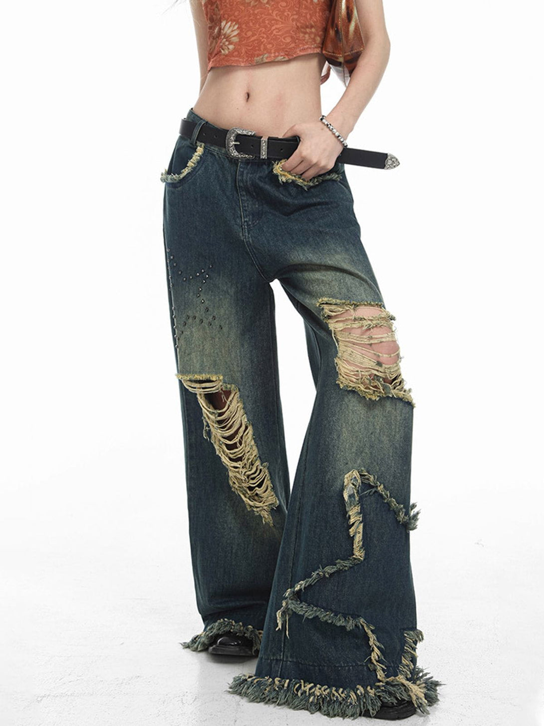 Distressed Fringe Star Jeans – Aelfric eden