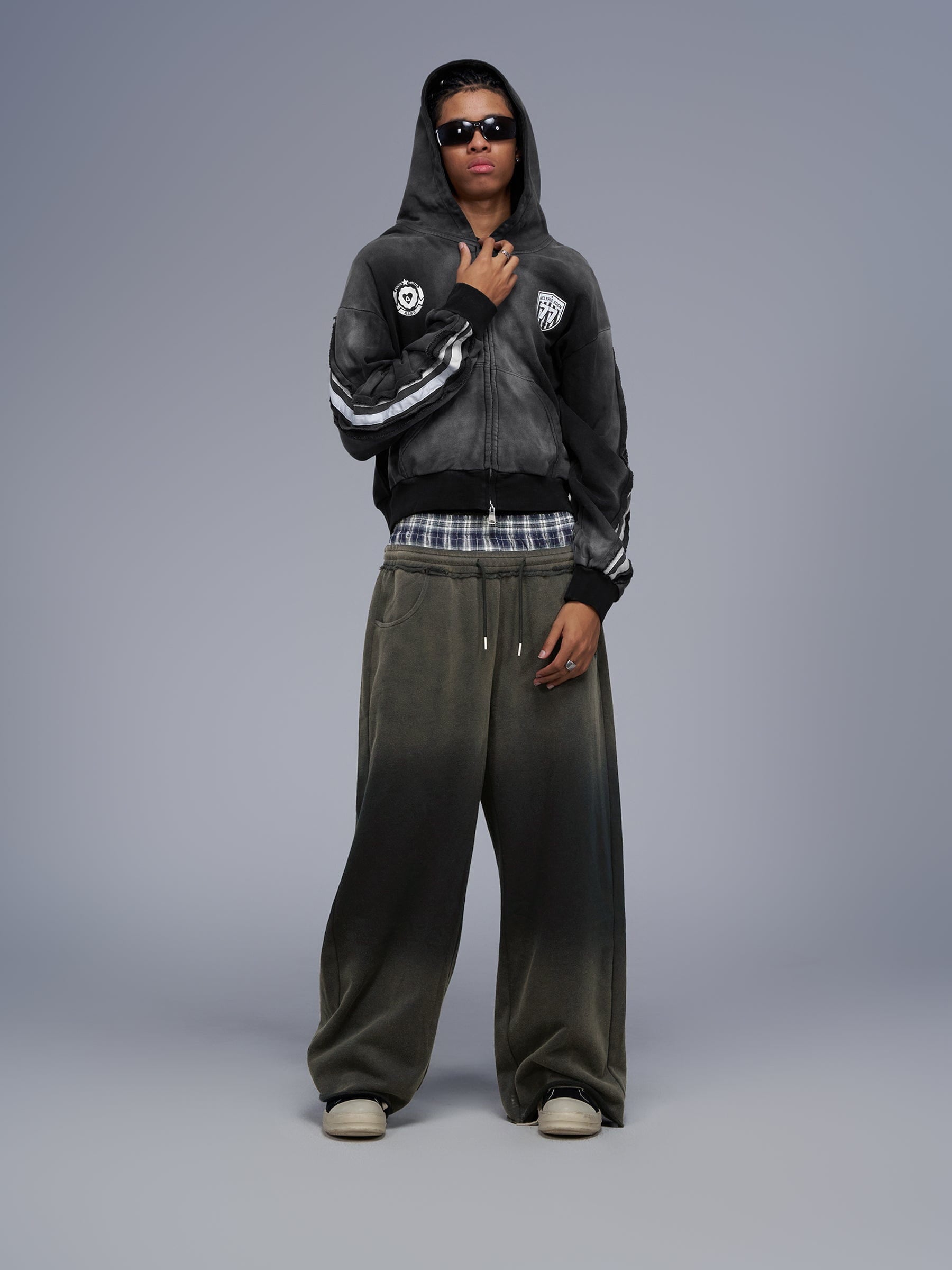 Aelfric Eden Boxy fit 77 Stripe Zip Hoodie – Acid Wash – Aelfric eden