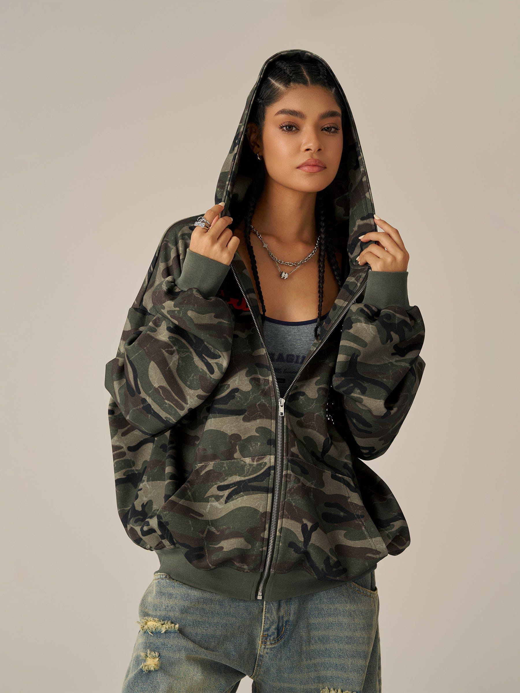 Aelfric eden 迷彩柄フード付きパーカー XS Aelfric Eden Camo Zip Up Hoodie – Aelfric eden