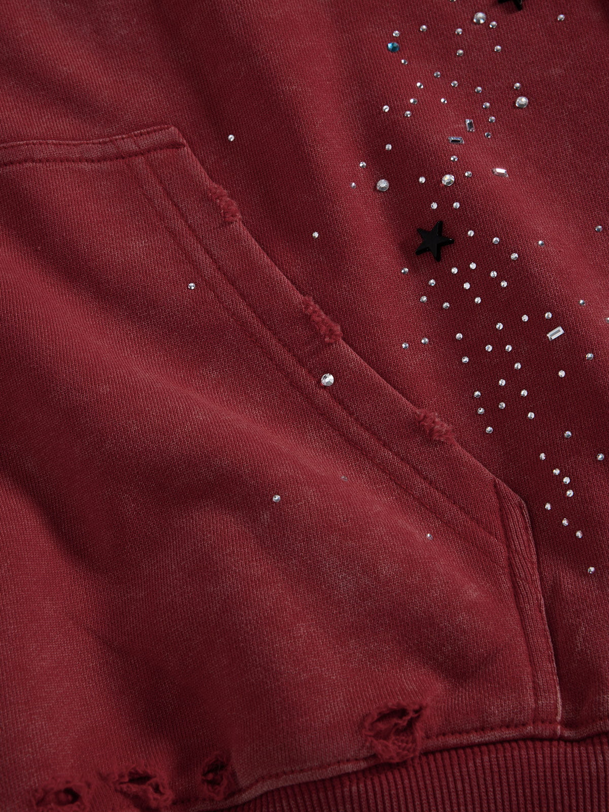 Aelfric Eden Rhinestone Zip Up V302 Boxy Hoodie