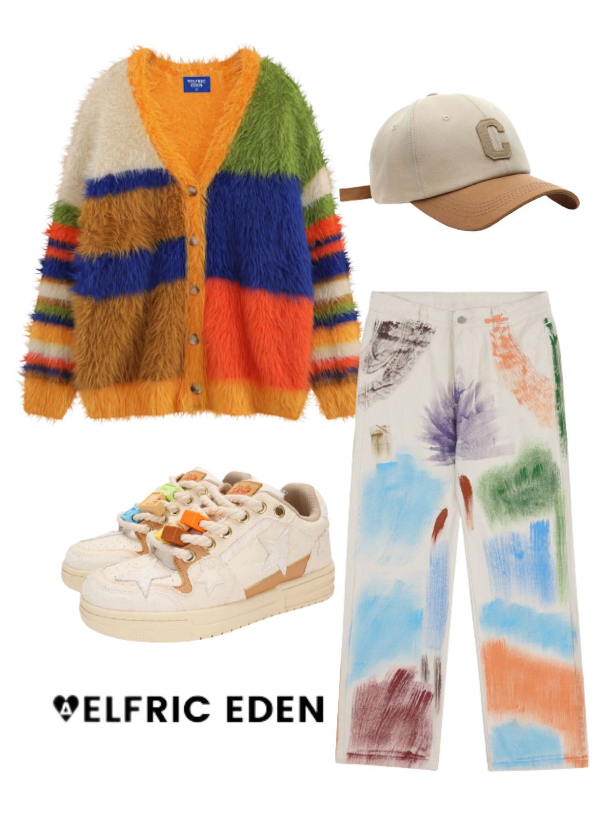 Aelfric Eden Contrast Color Block Cardigan