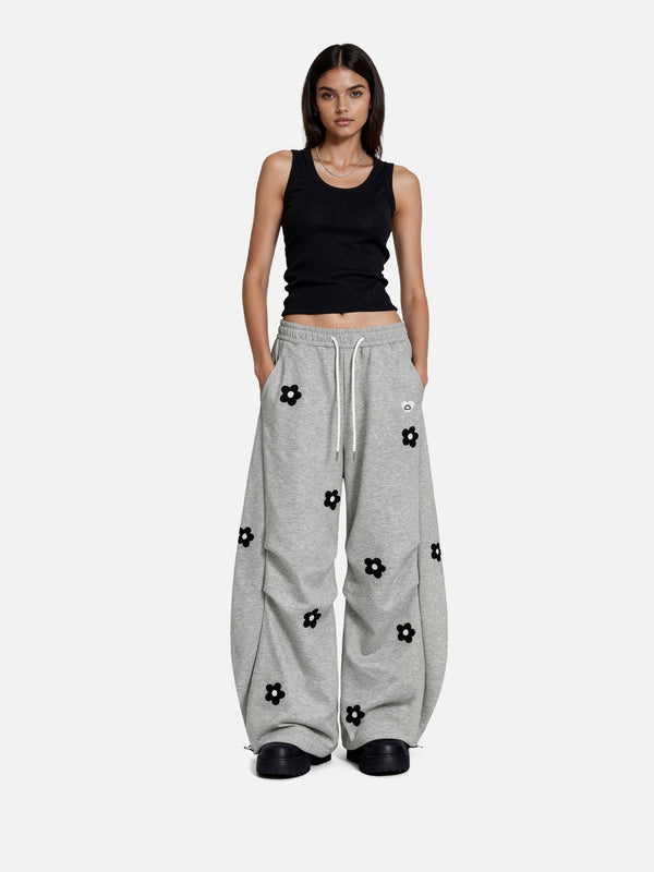 Aelfric Eden Baggy Joggingbroek voor dames, met bloemenmotief, met wijde pijpen, oversized trainingsbroek, hoge taille, vrijetijdsbroek, streetwear, zwart, M Aelfric Eden Baggy Joggingbroek voor dames, met bloemenmotief, met wijde pijpen, oversized trainingsbroek, hoge taille, vrijetijdsbroek, streetwear, zwart, M