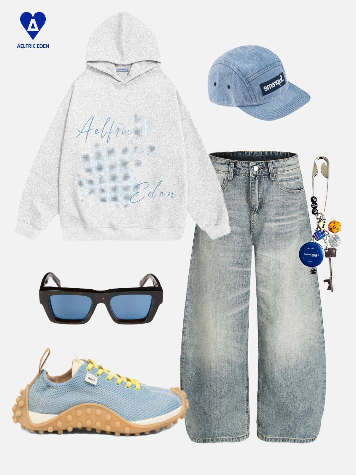 Aelfric Eden Washed Whiskering Baggy Barrel Jeans