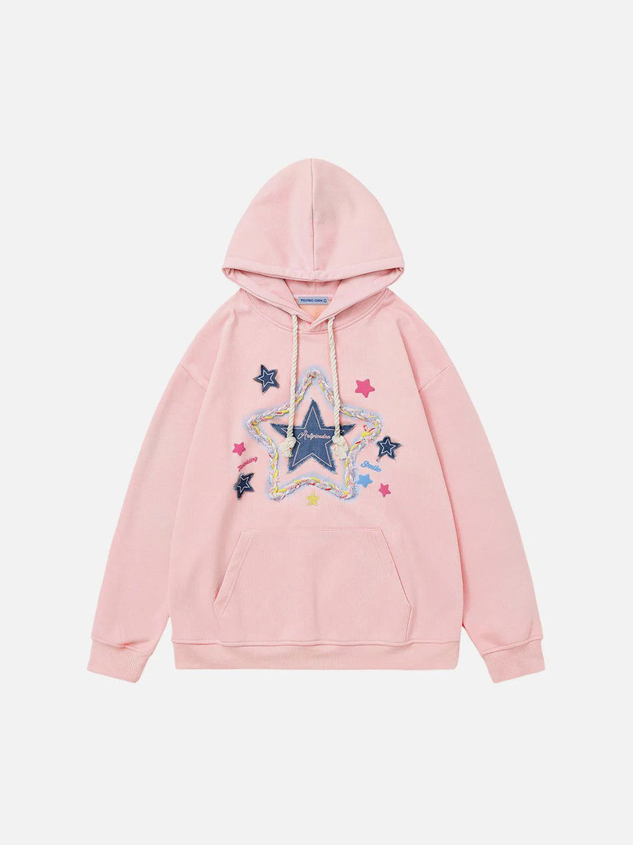 Aelfric Eden Denim Star Applique Embroidery Hoodie