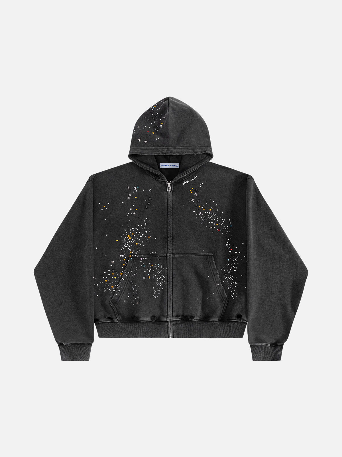 Aelfric Eden Hotfix Rhinestone Star Zip Up Hoodie