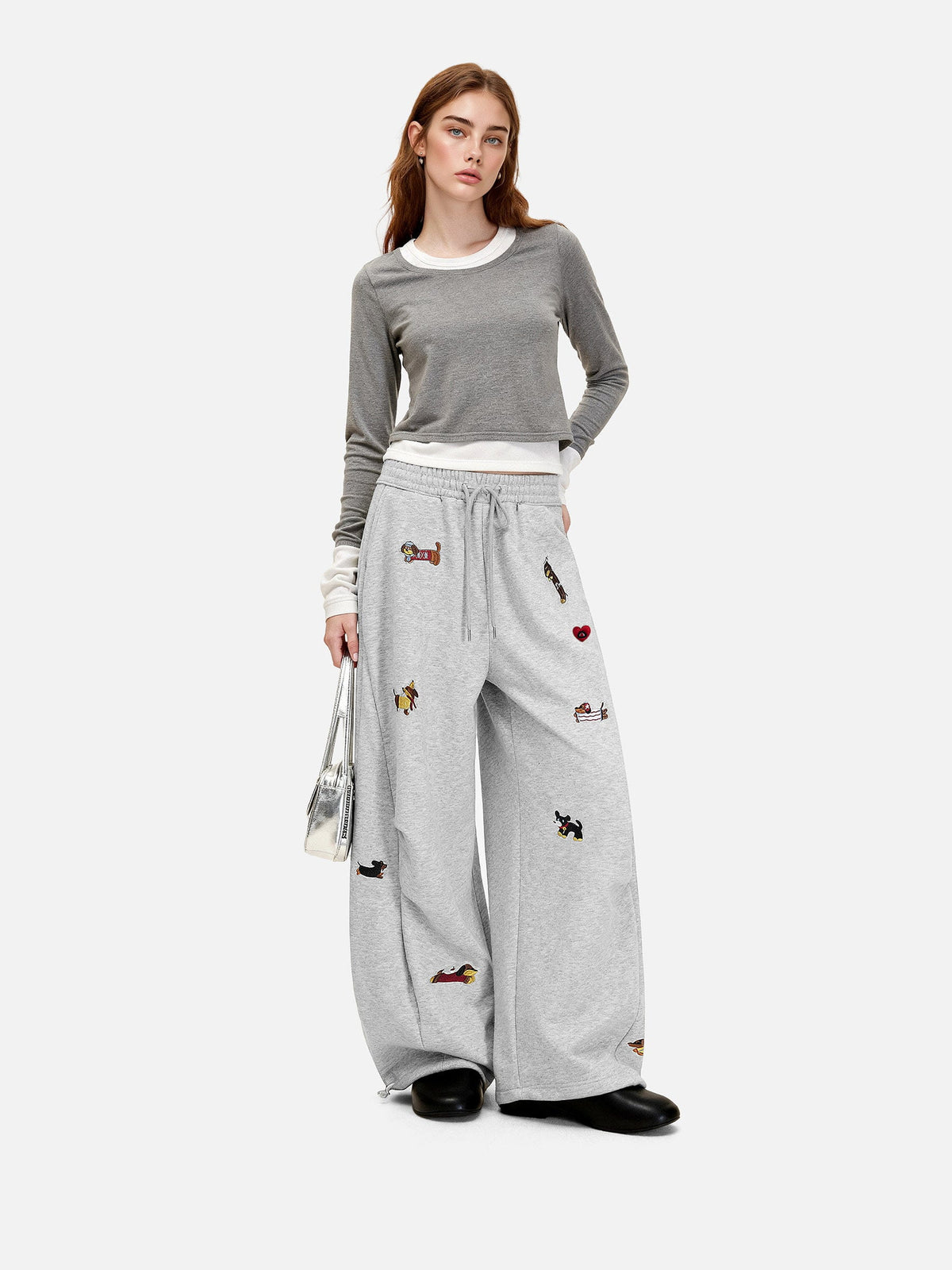Aelfric Eden Embroidery Puppy Baggy Barrel Sweatpants