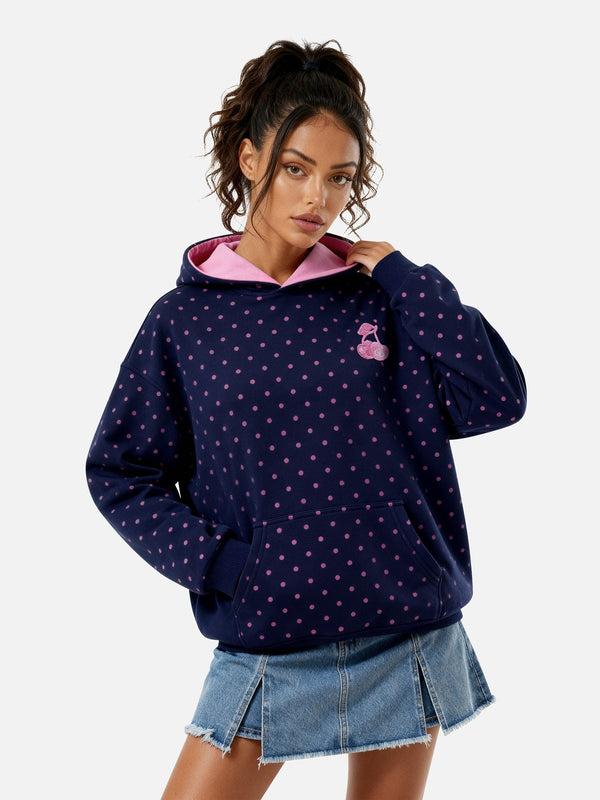 Aelfric Eden Oversized Polka Dot Cherry Pullover Hoodie