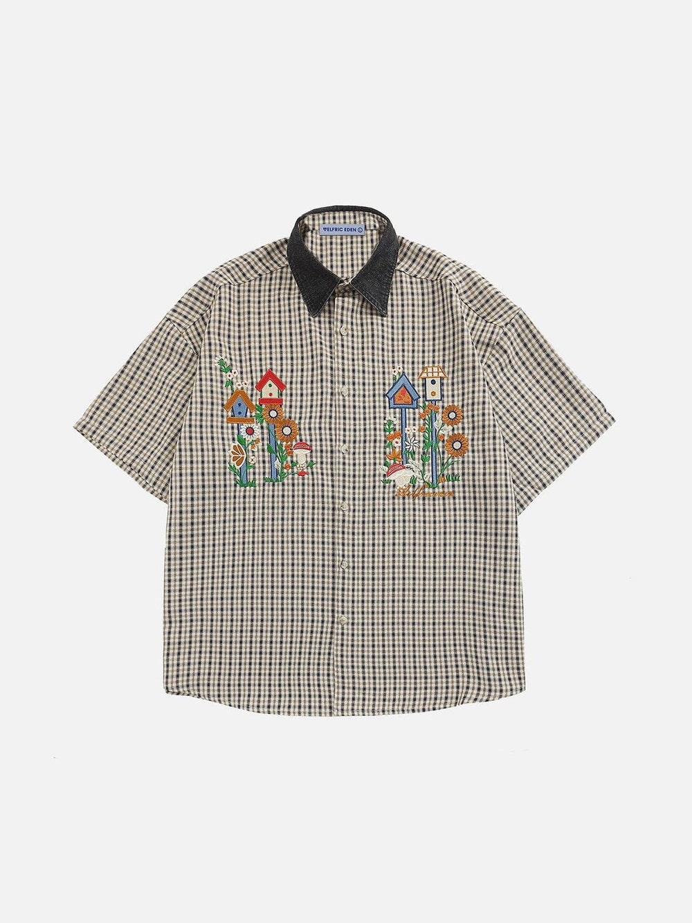 Aelfric Eden Plaid Embroidery Short Sleeve Shirt – Aelfric eden