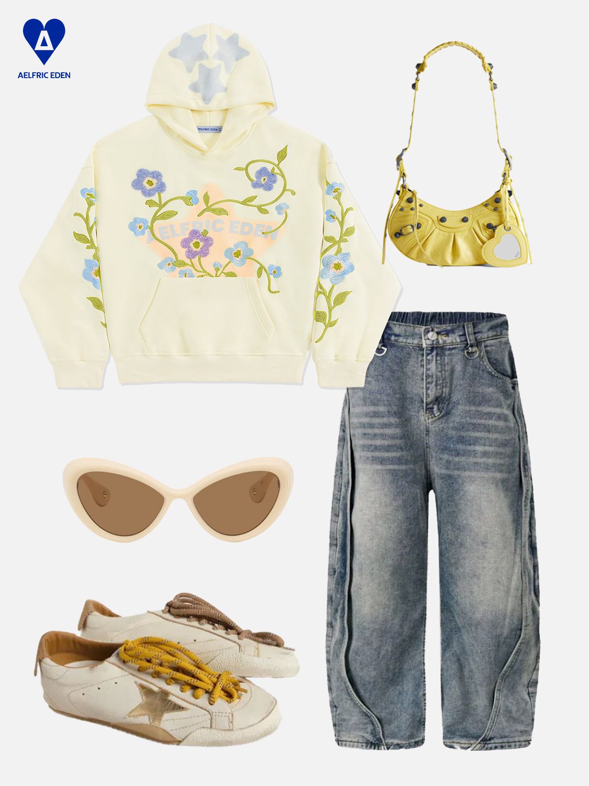 [Pre-Order]Aelfric Eden Beaded Floral Eden Star Pullover Hoodie