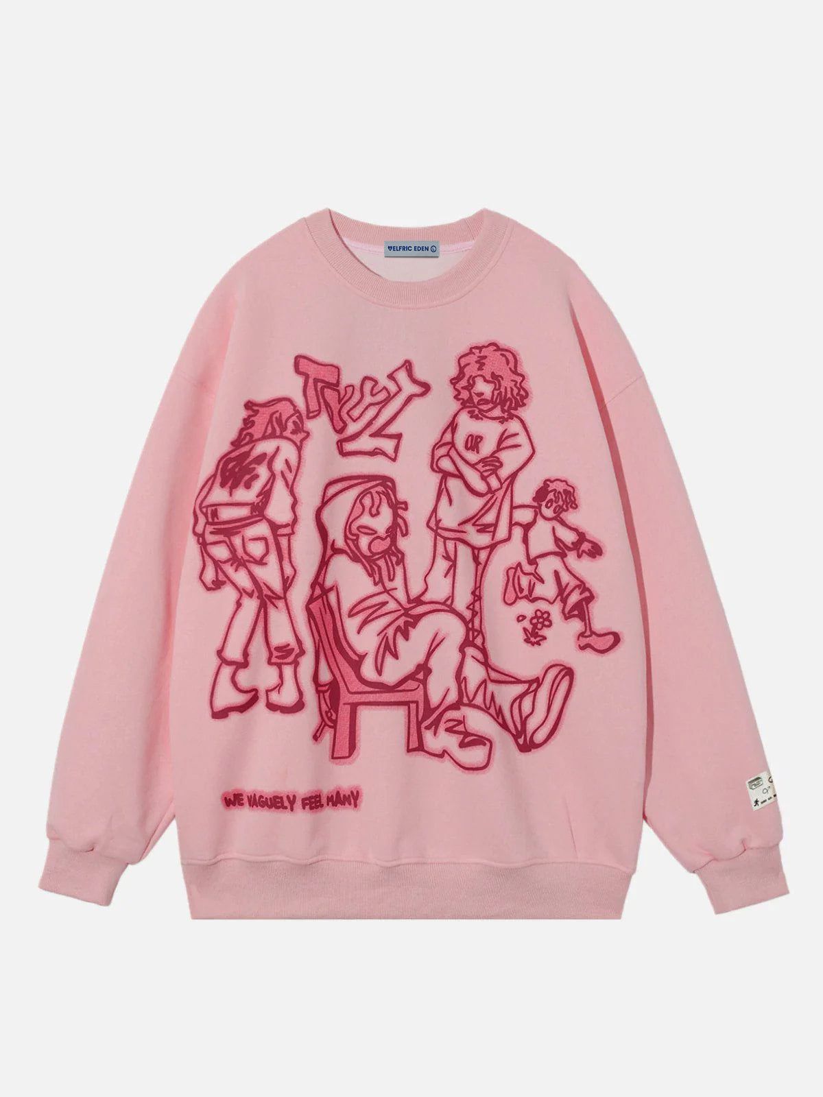 Aelfric Eden Cartoon Line Character Print Sweatshirt