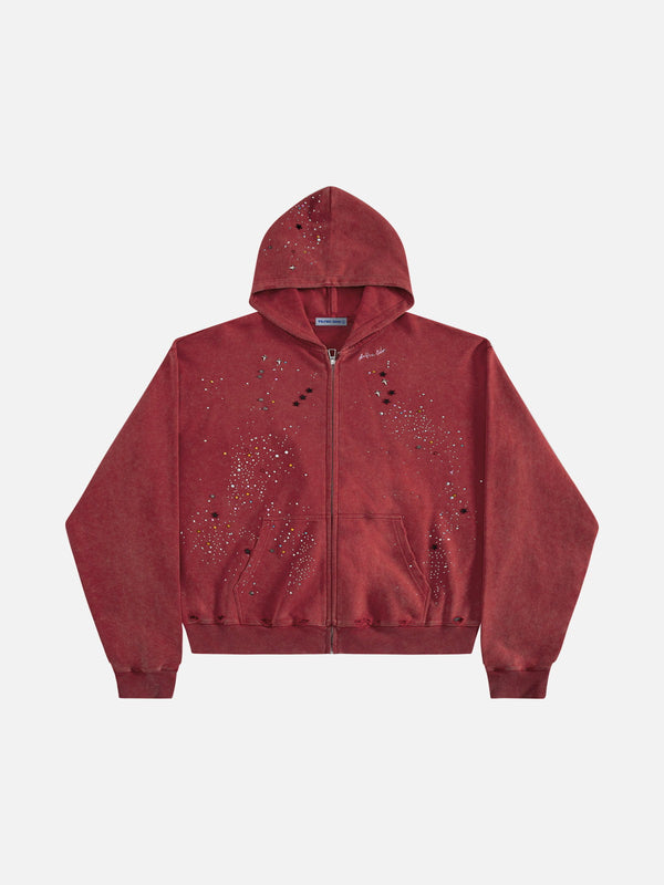 [Pre-Order] Aelfric Eden Rhinestone Boxy Zip Up V302 Hoodie