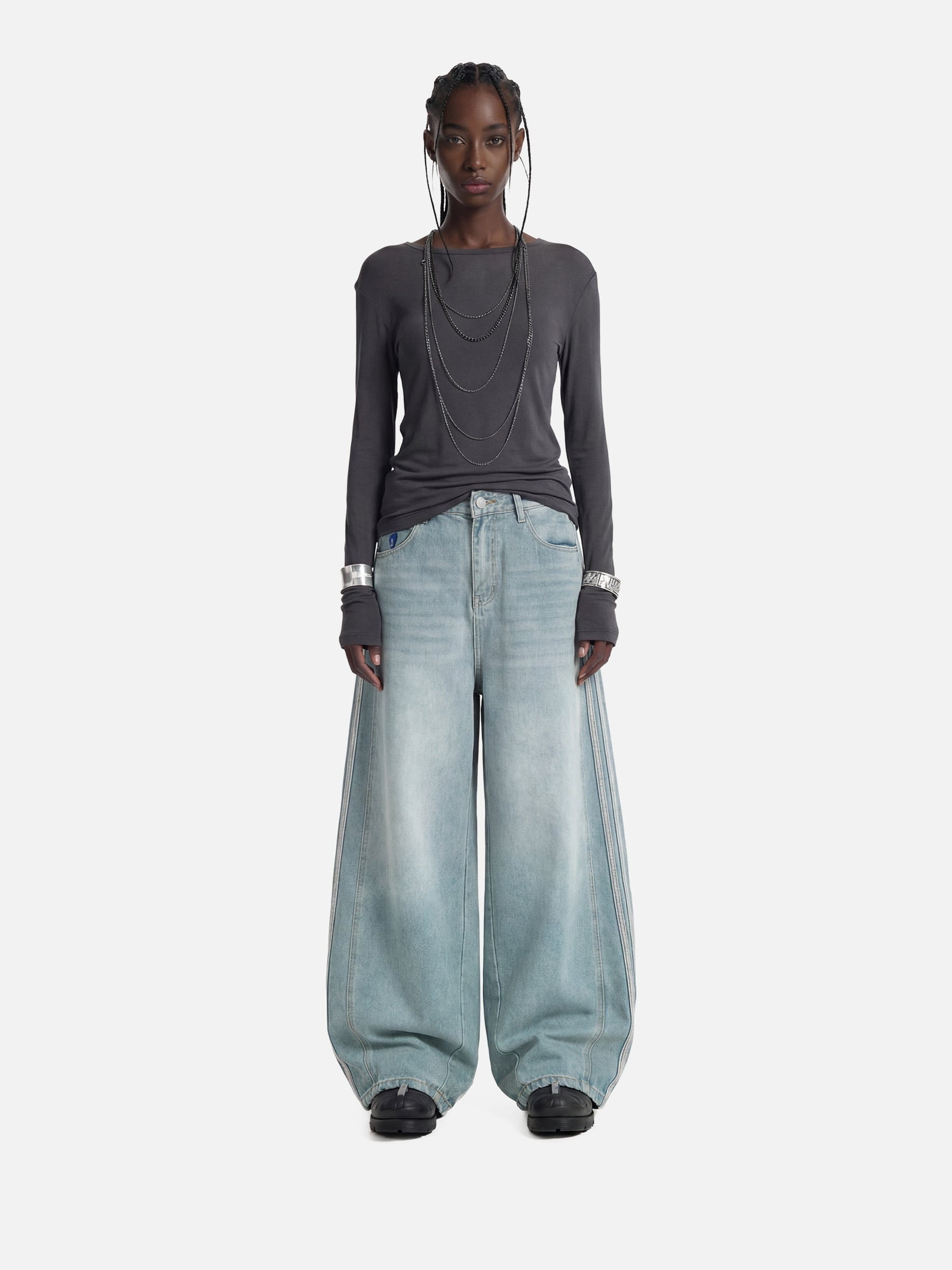 Aelfric Eden Stripe Whiskering Baggy Barrel Jeans – Aelfric eden