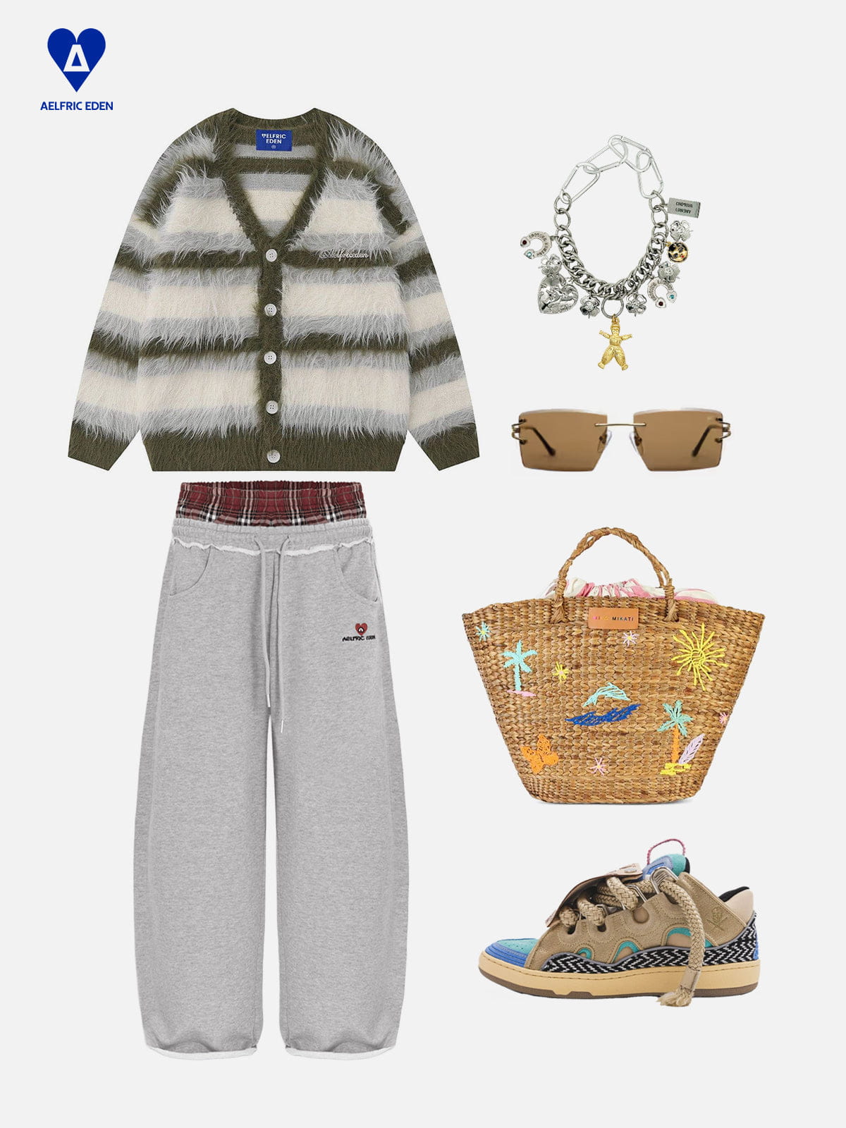 Aelfric Eden Color Blocking Striped Cardigan