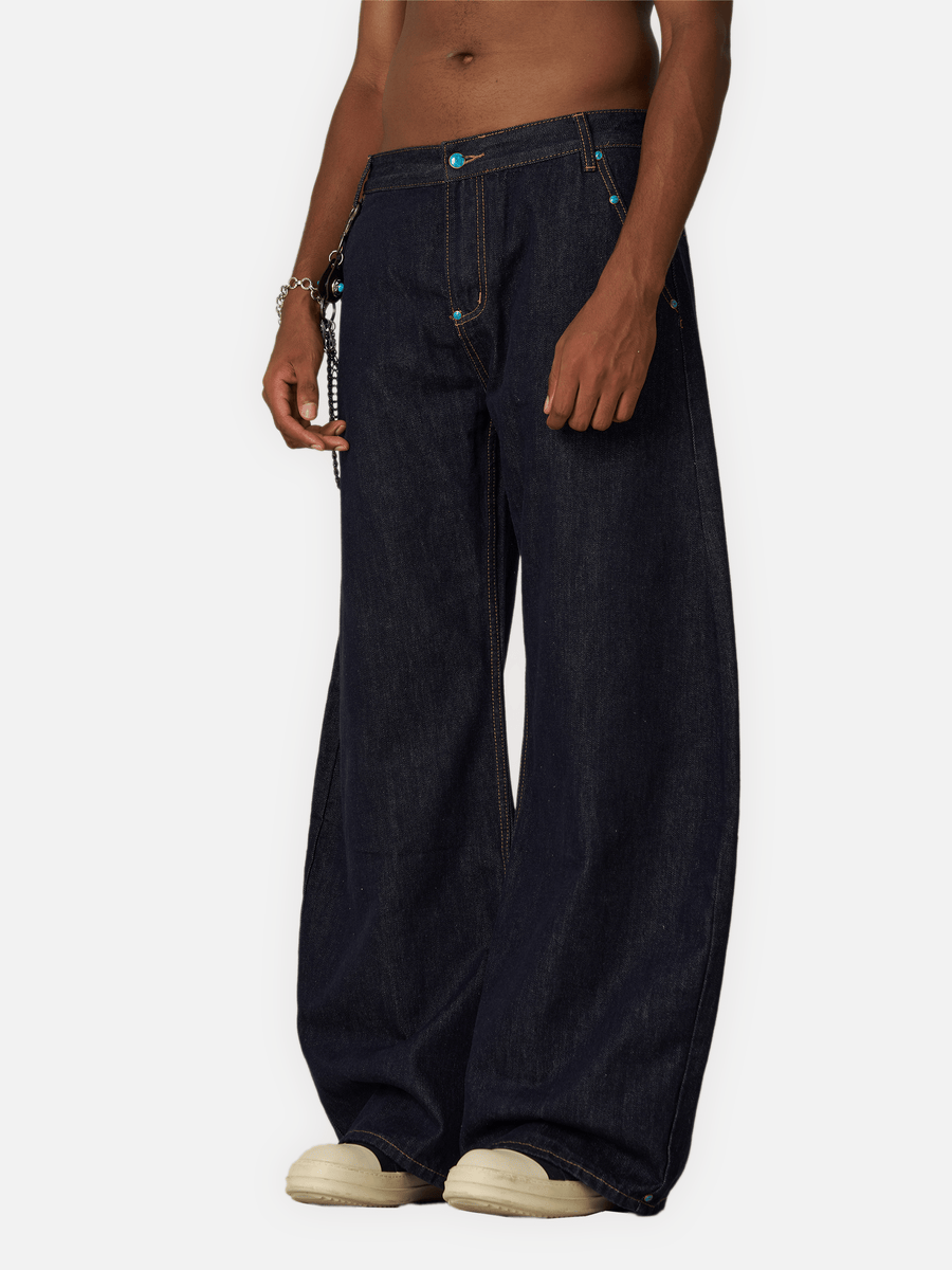 Aelfric Eden Vintage Rivet Raw Baggy Barrel Jeans