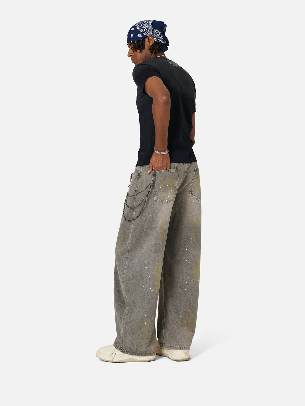 Aefric Eden Ink Splash Super Baggy Barrel Jeans