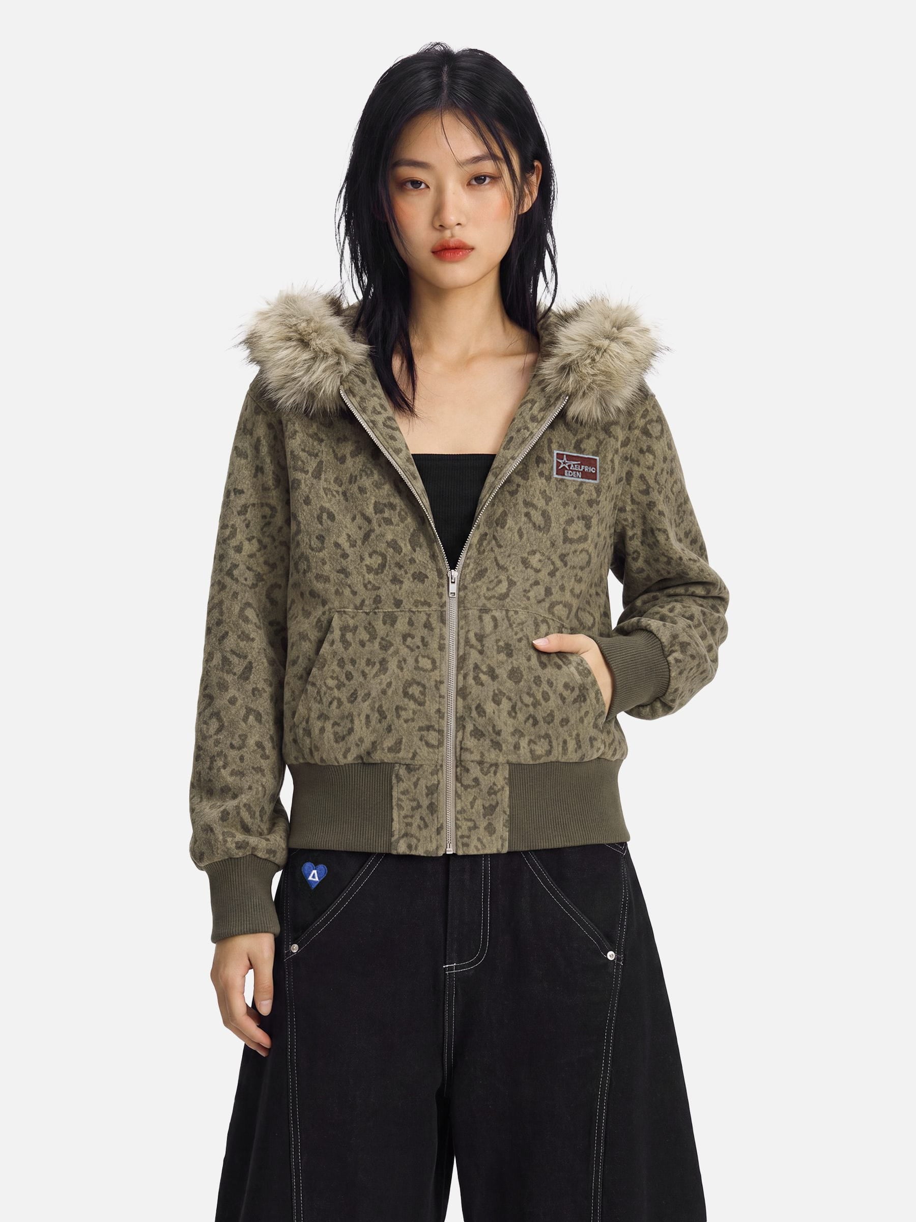 Aelfric Eden Leopard Faux Fur Zip Up Hoodie – Aelfric eden