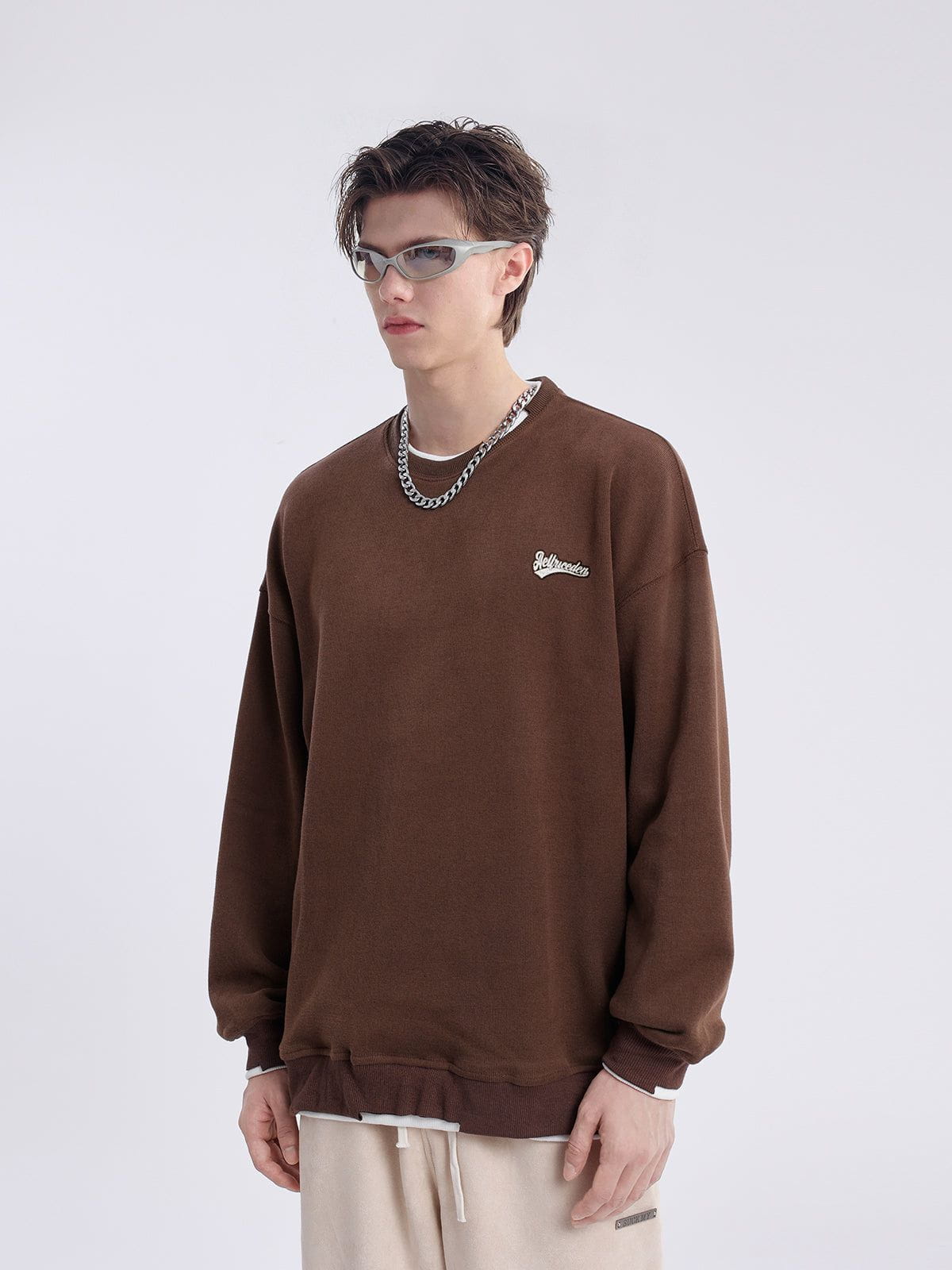 Aelfric Eden Solid Color Fake Two Sweatshirt