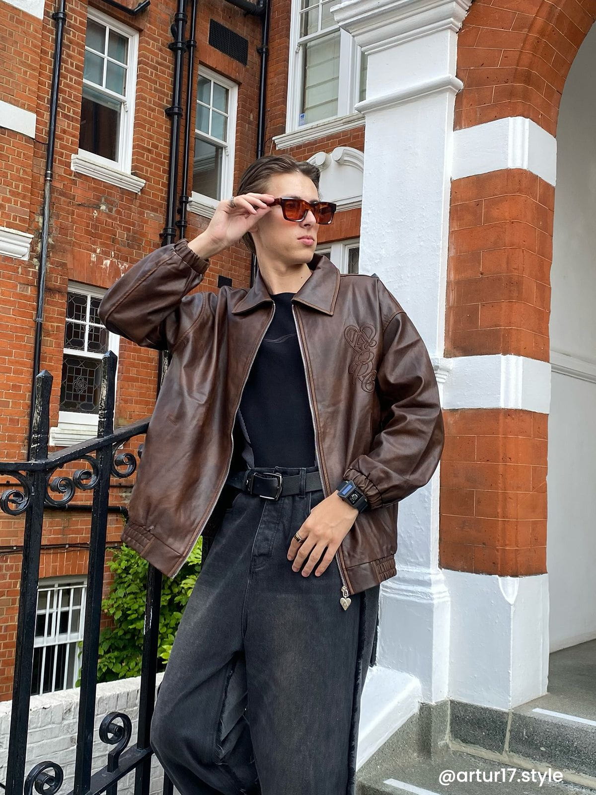 Aelfric Eden Embroidery Fold-Over Faux Leather Jacket – Aelfric eden