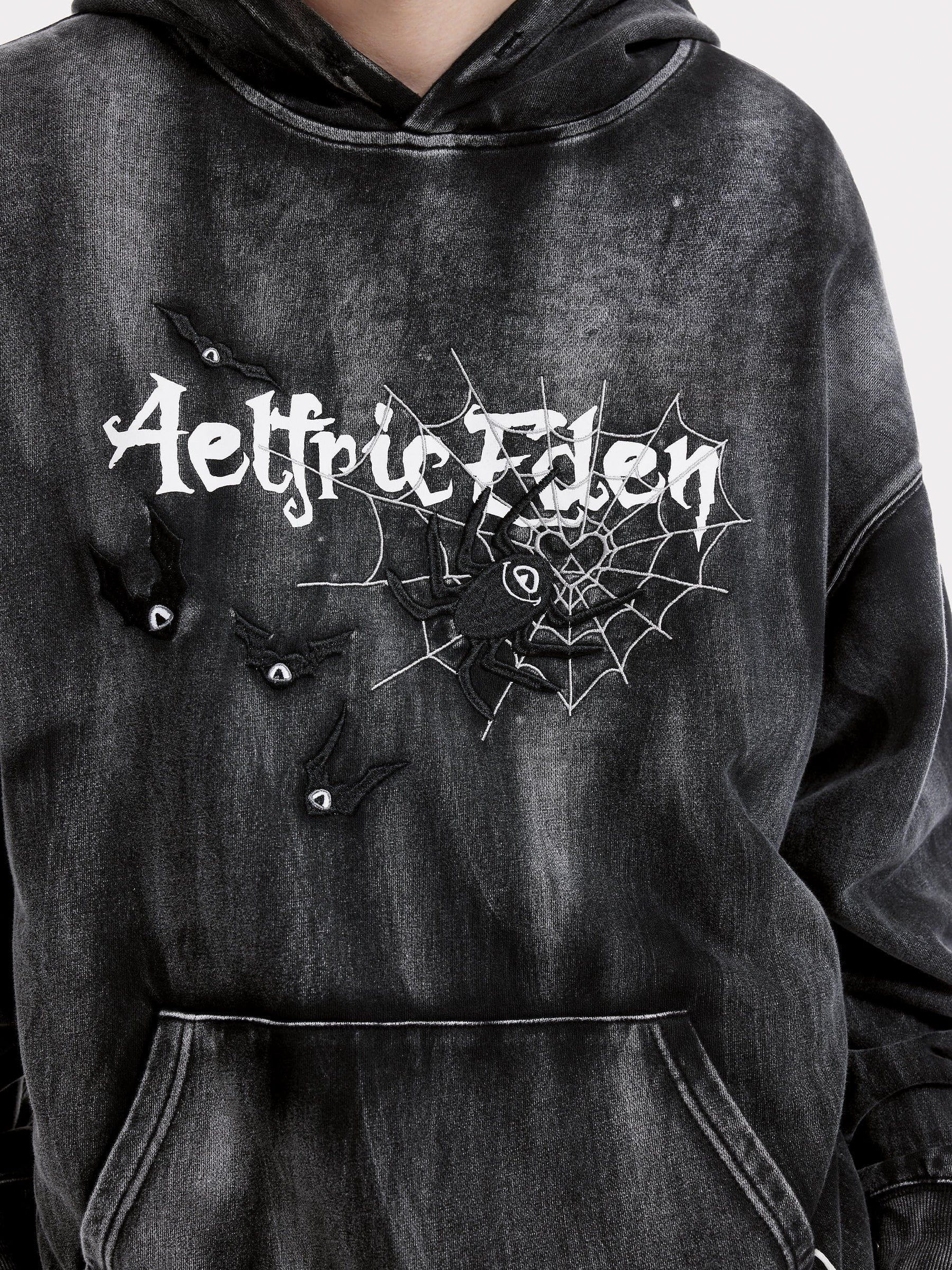 Aelfric Eden Embroidery Bat Spider Washed Hoodie – Aelfric eden