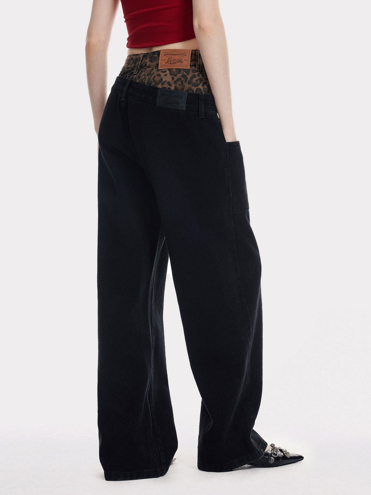 Aelfric Eden Leopard Print Double Waist Jeans