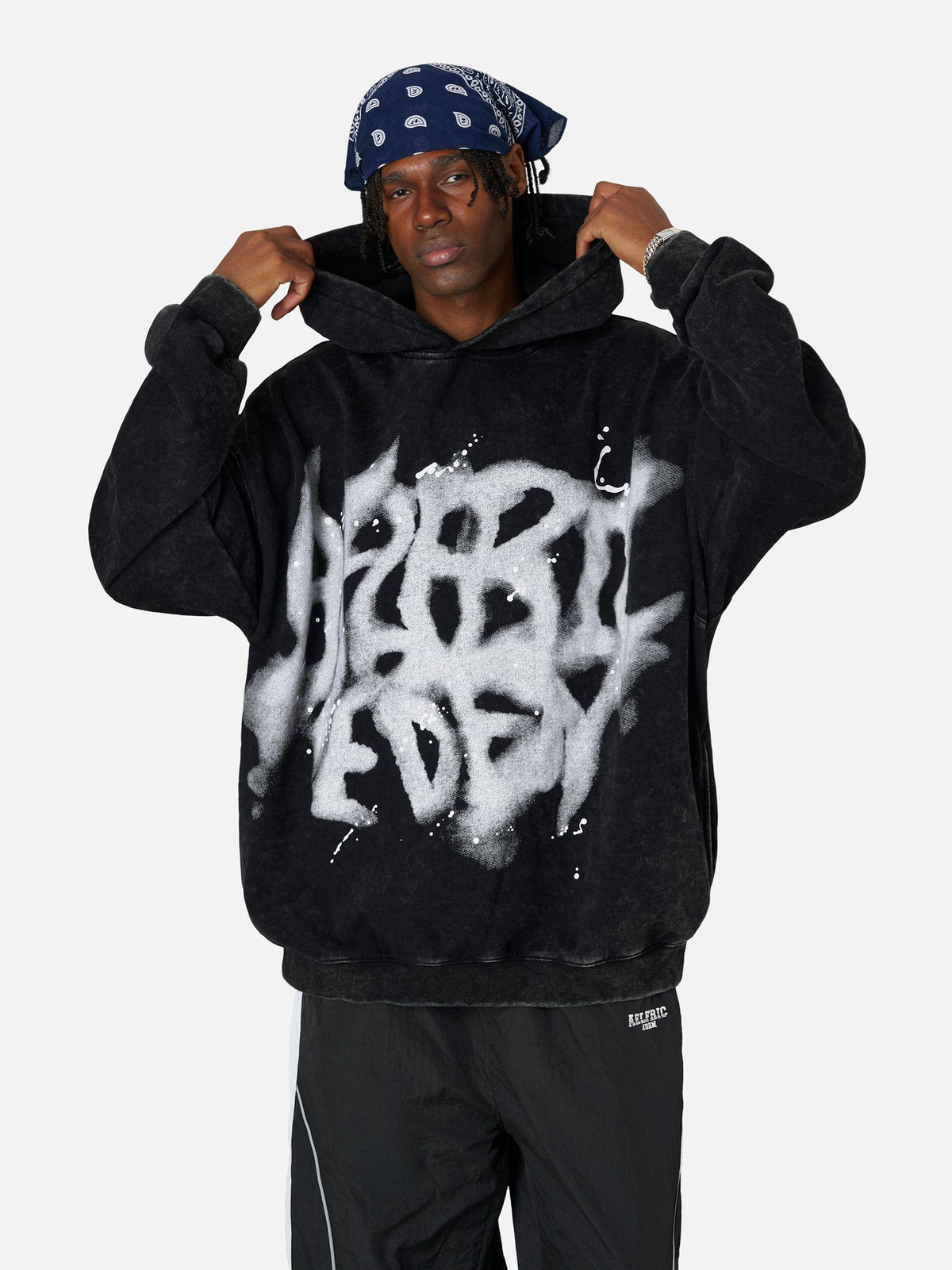 Aelfric Eden Abstract Print Washed Hoodie