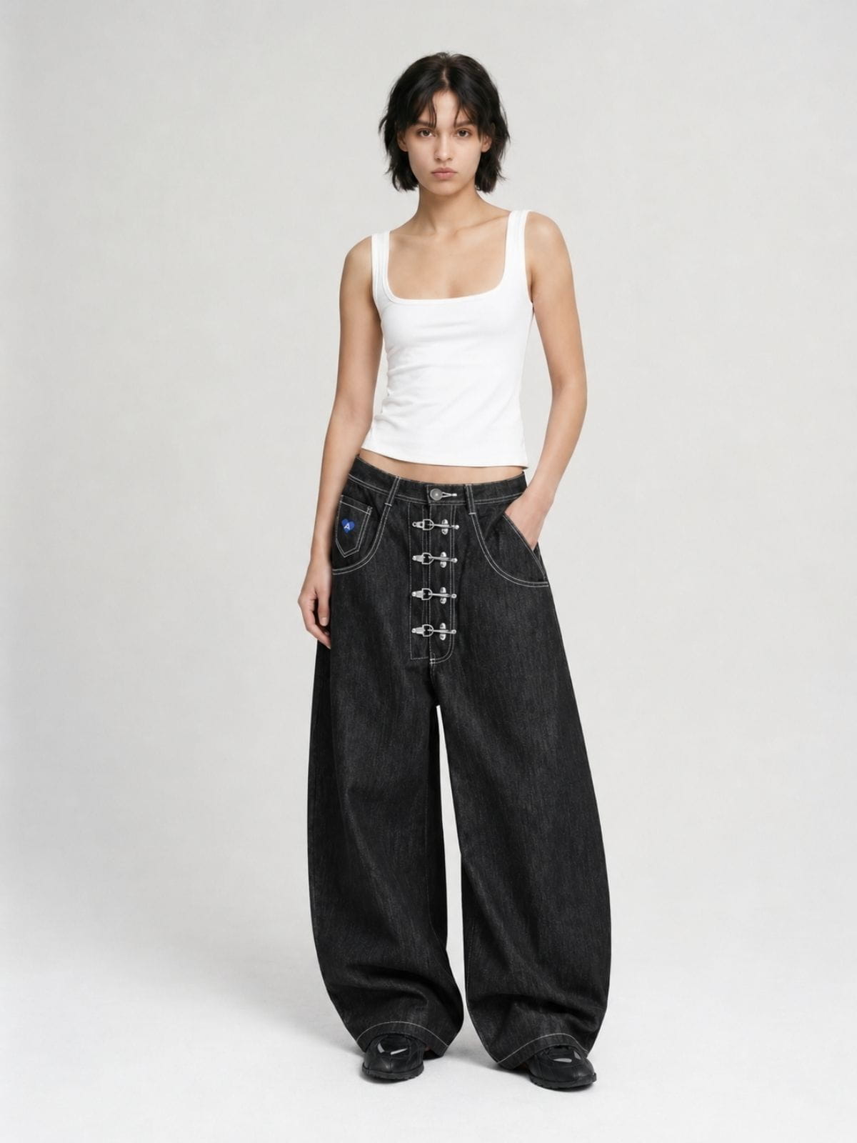 Aelfric Eden Metal Button Raw Baggy Barrel Jeans – Aelfric eden