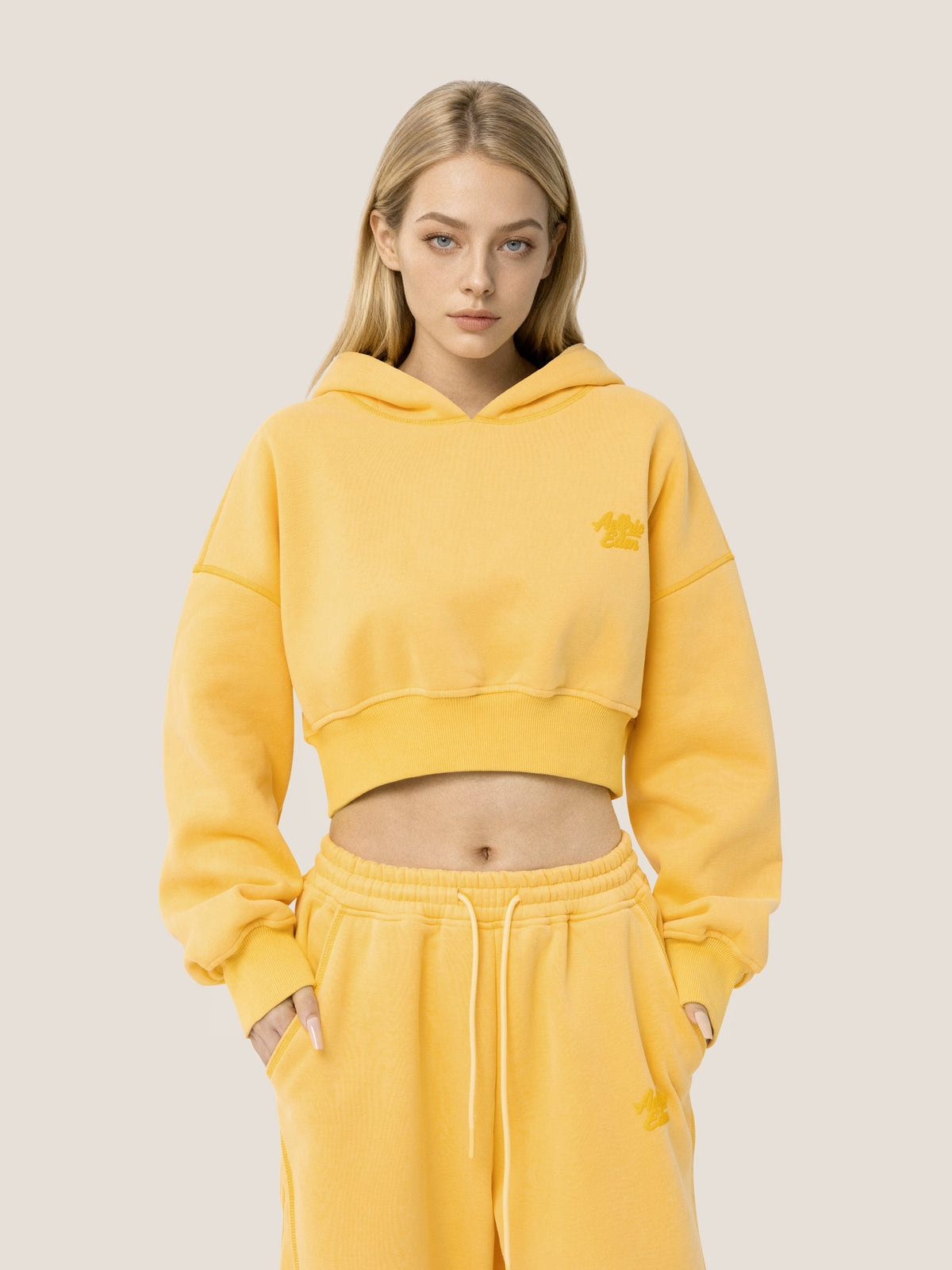 Cloud Essential Fleece Cropped Pullover Hoodie Set