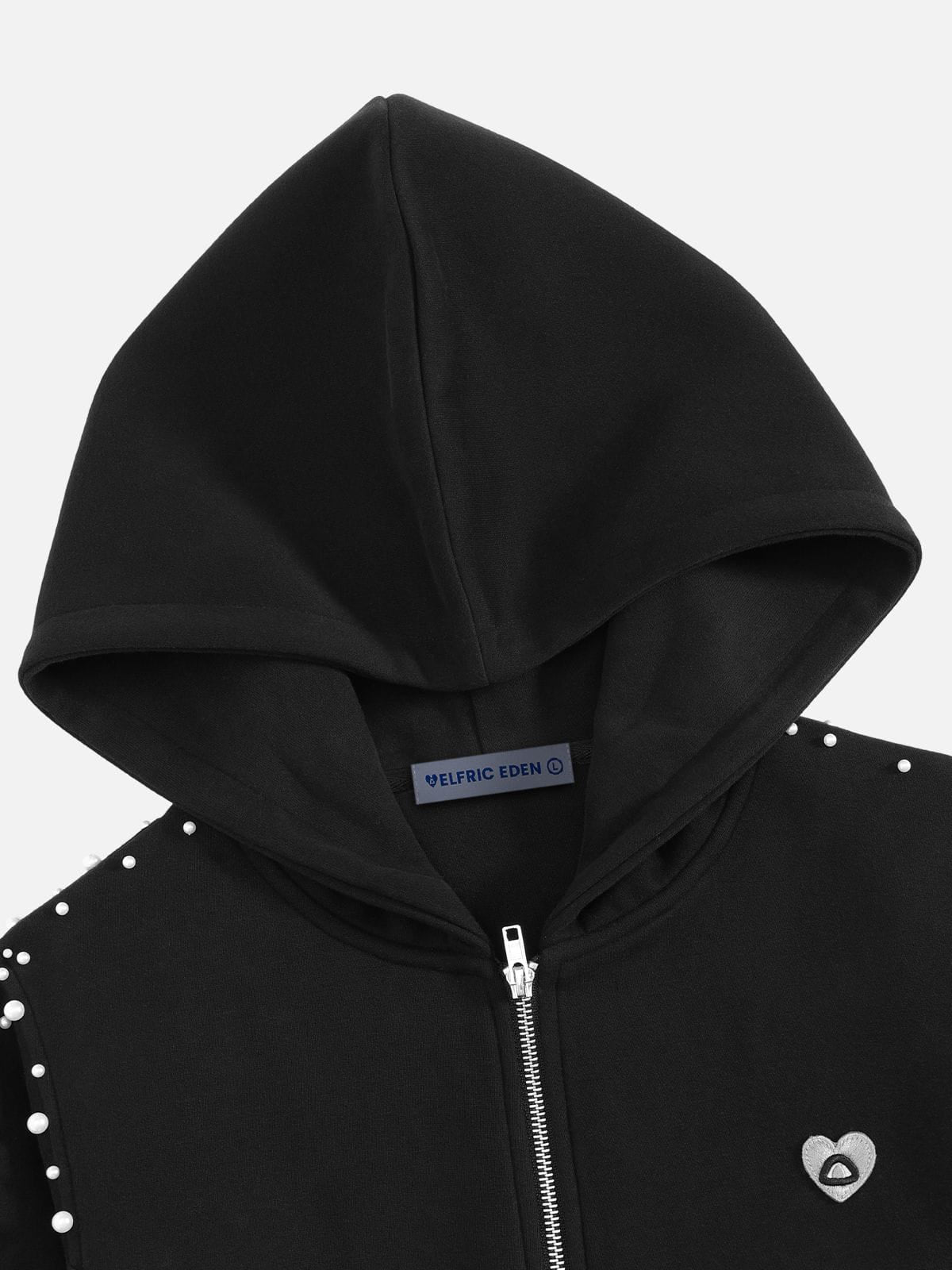 Aelfric Eden Cropped Pearl Studded Zip Up Hoodie – Aelfric eden