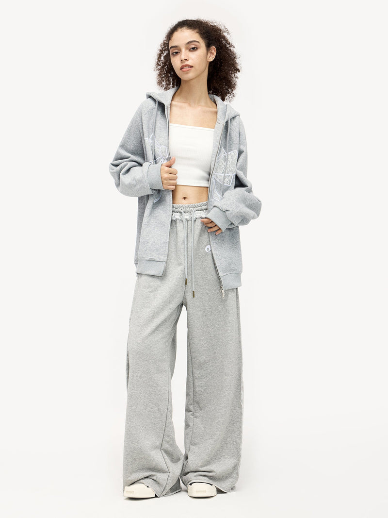 Aelfric Eden Embroidery Lace Bow Zip Up Hoodie