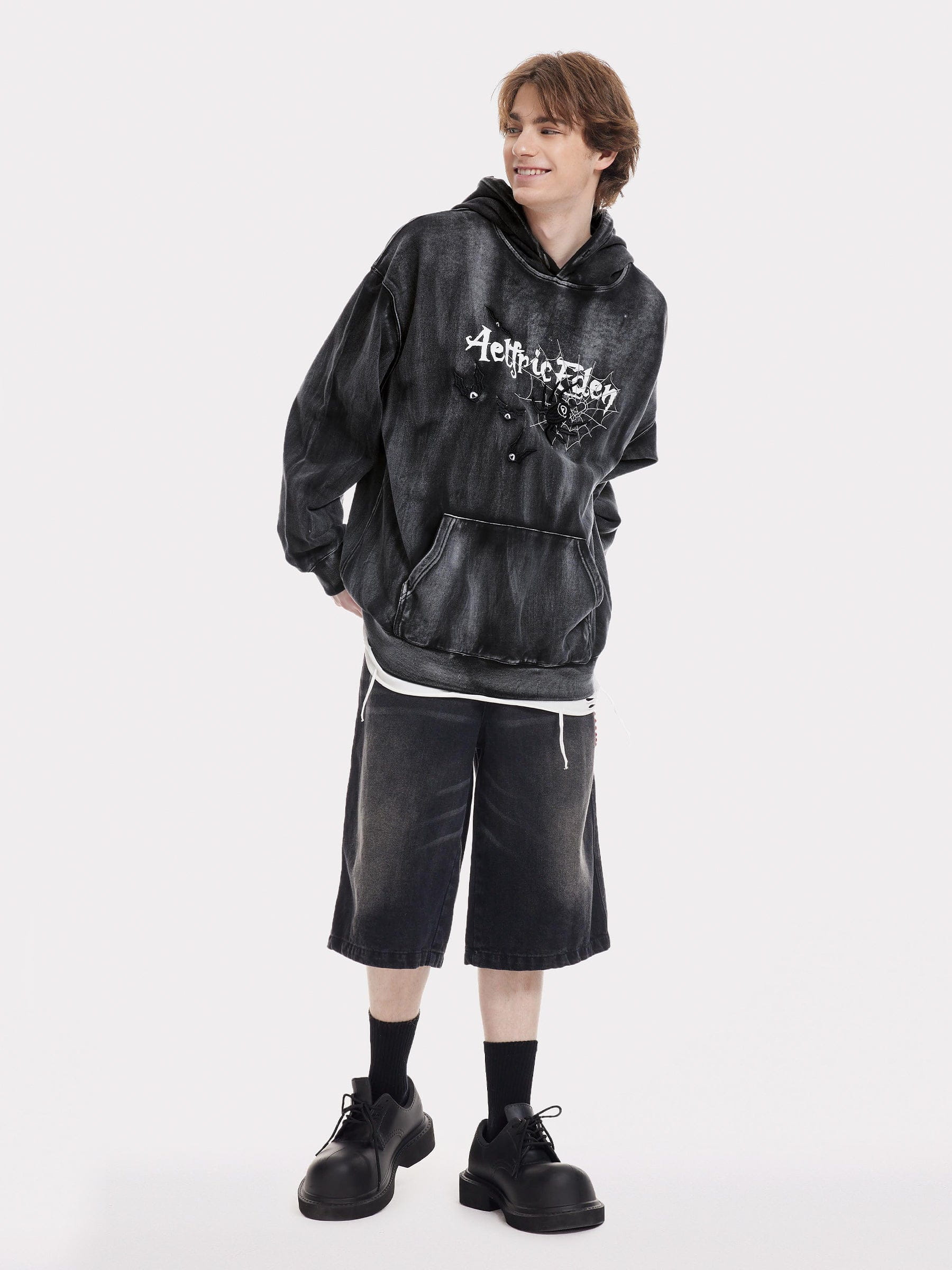 Aelfric Eden Embroidery Bat Spider Washed Hoodie – Aelfric eden