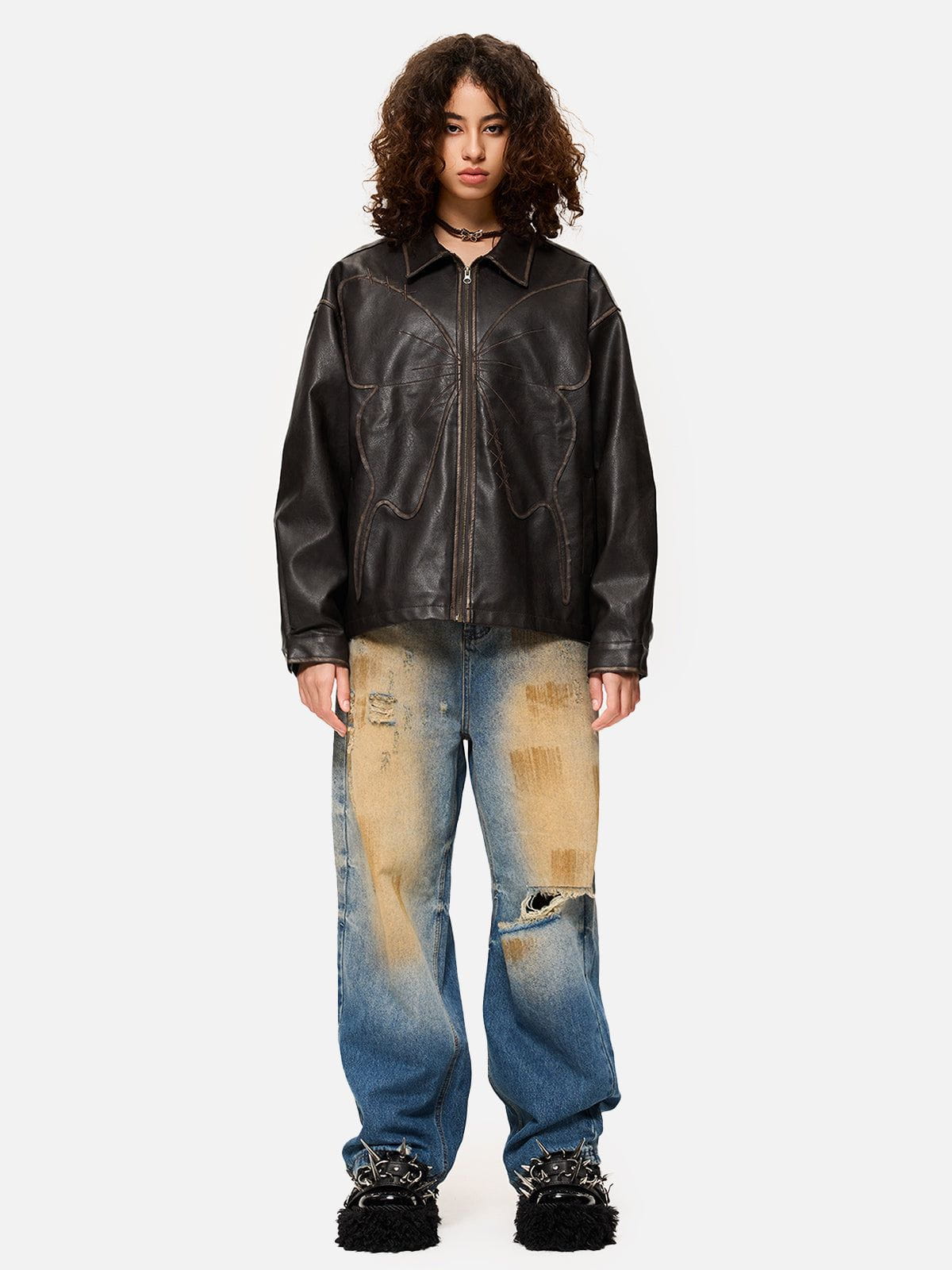 Aelfric Eden Butterfly Faux Leather Jacket