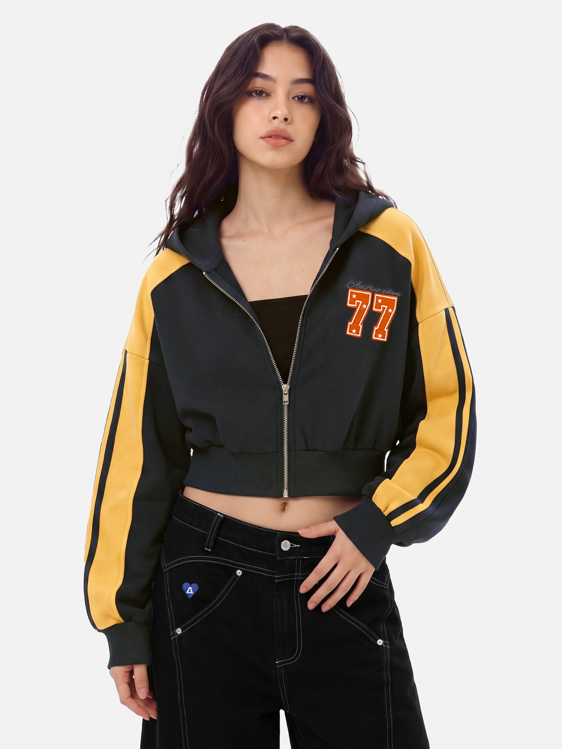 Aelfric Eden Cropped Color Block Zip Up Hoodie – Aelfric eden