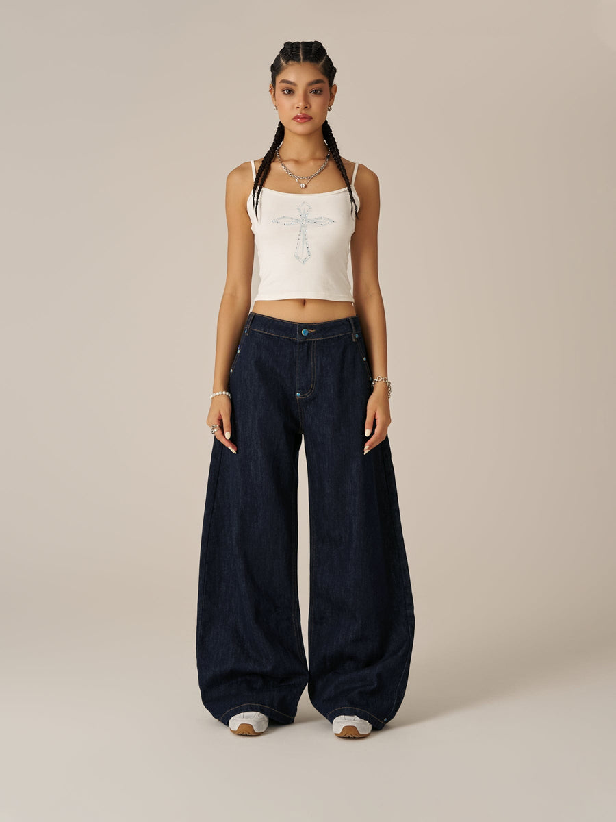 Aelfric Eden Vintage Rivet Raw Baggy Barrel Jeans