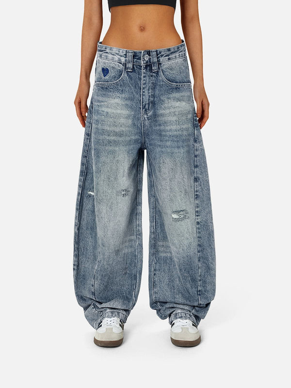 Aelfric Eden Distressed Washed Barrel Jeans