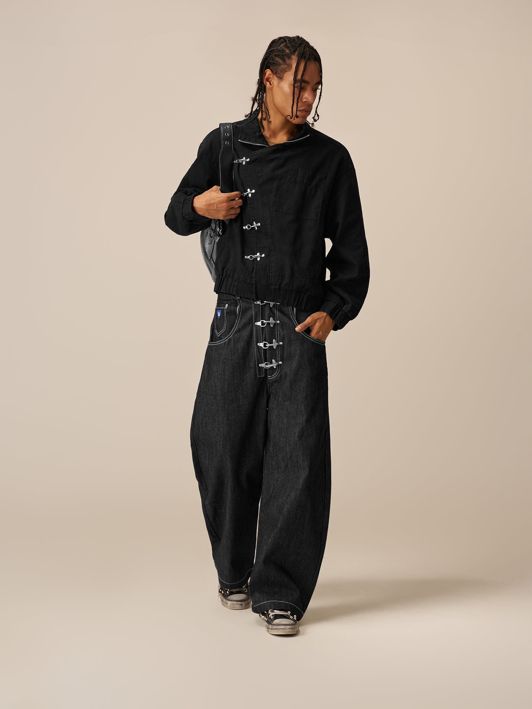 Aelfric Eden Metal Button Raw Baggy Barrel Jeans – Aelfric eden