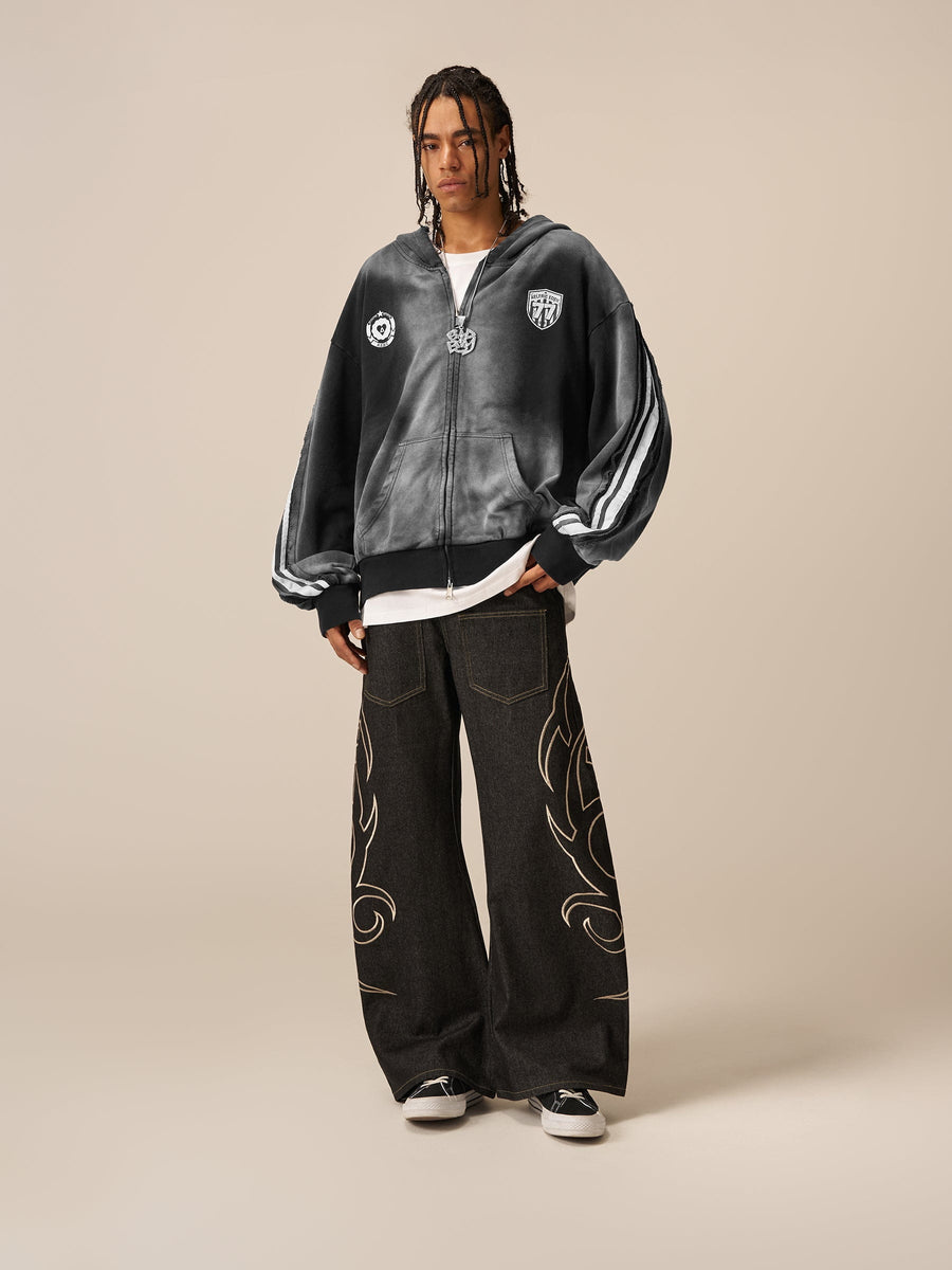 Aelfric Eden Stripe Washed Zip Up Hoodie