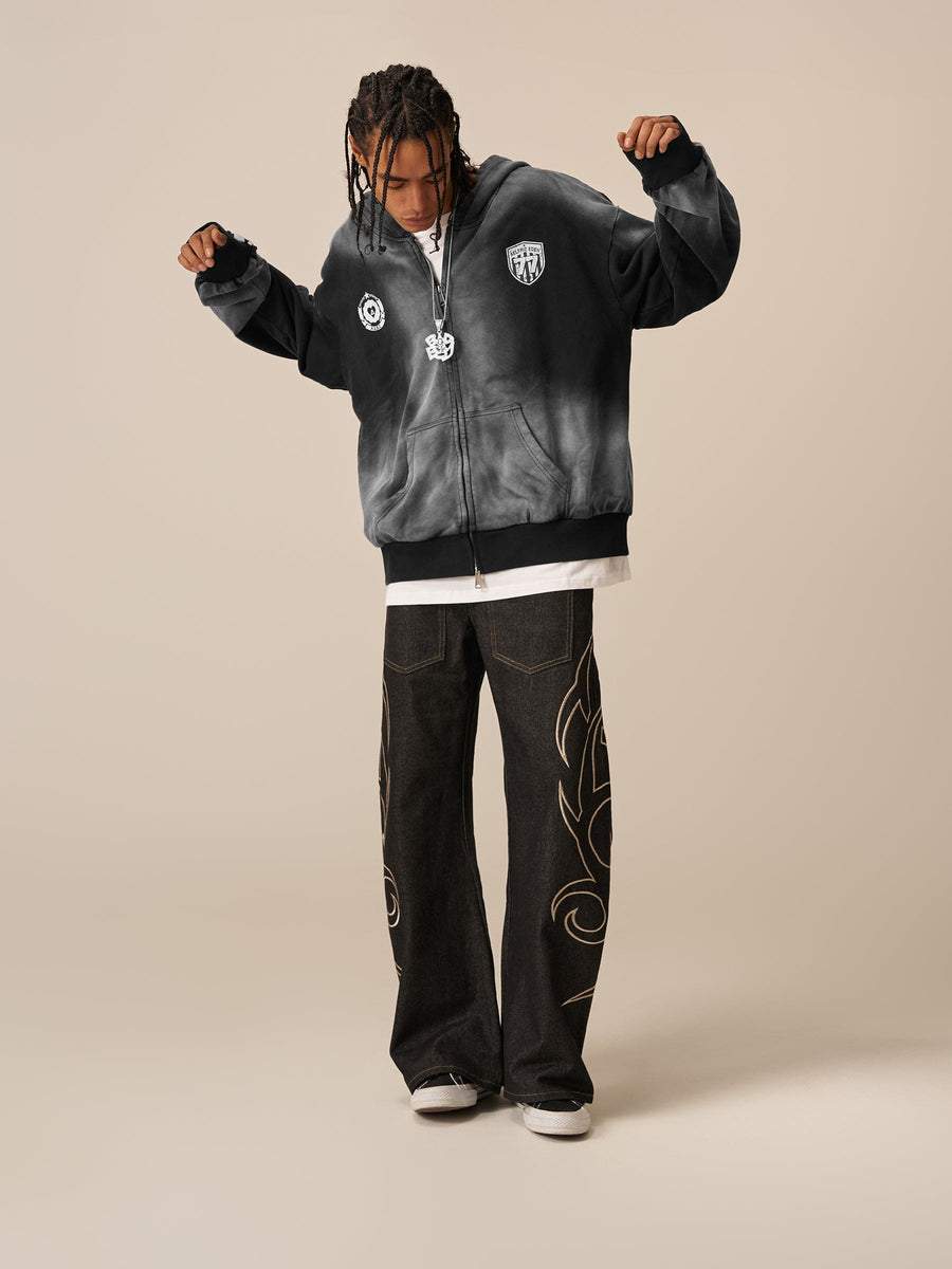 Aelfric Eden Stripe Washed Zip Up Hoodie