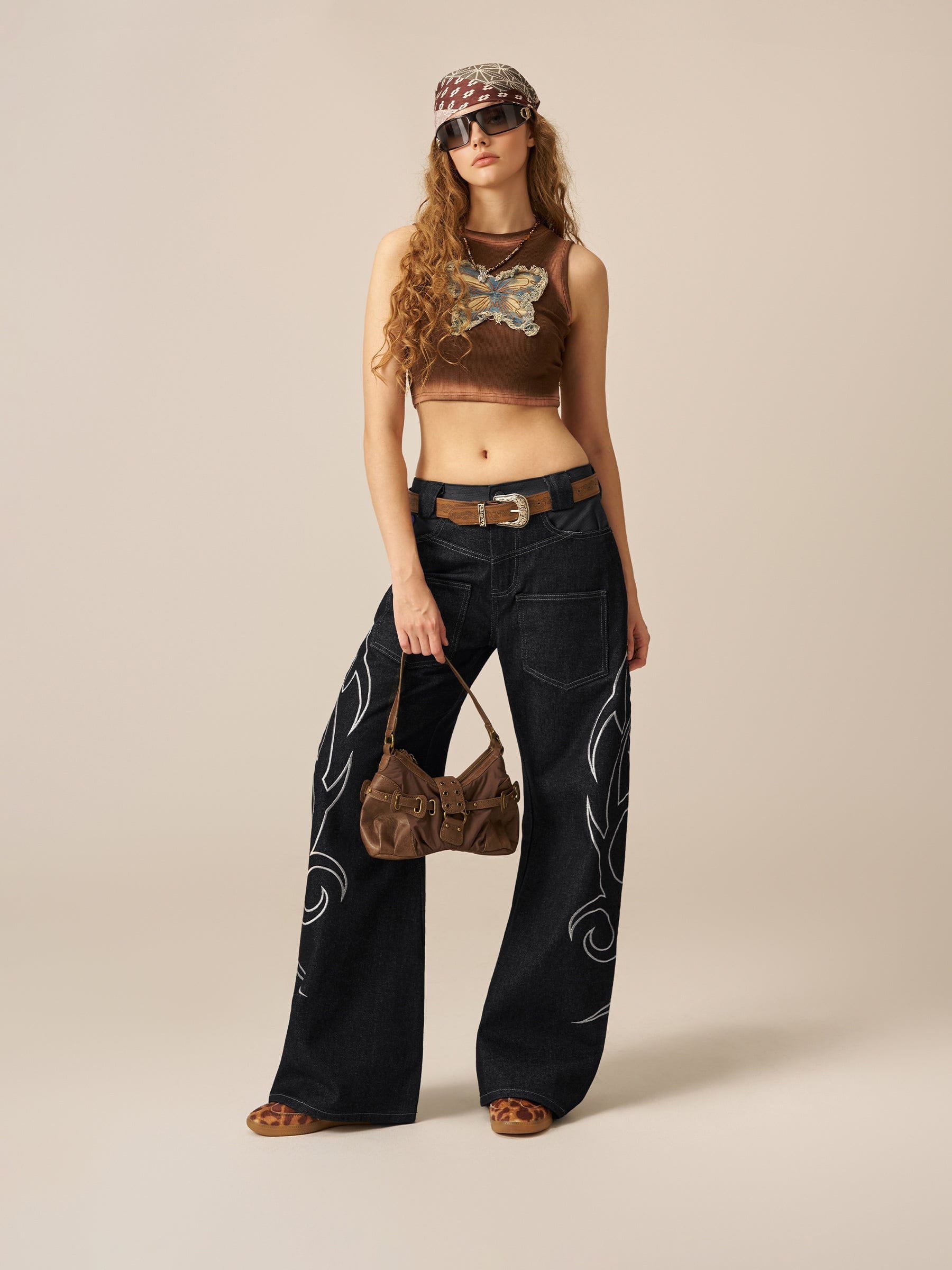 Aelfric Eden バギーバレルジーンズ Aelfric Eden Baggy Barrel Embroidery Jeans – Aelfric eden
