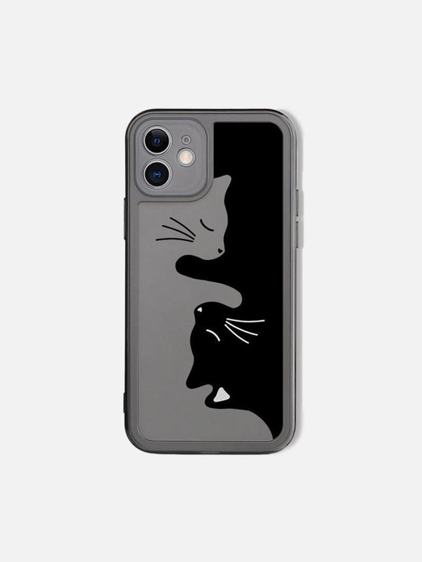 "Black and White Cats Embracing Each Other" iPhone Case