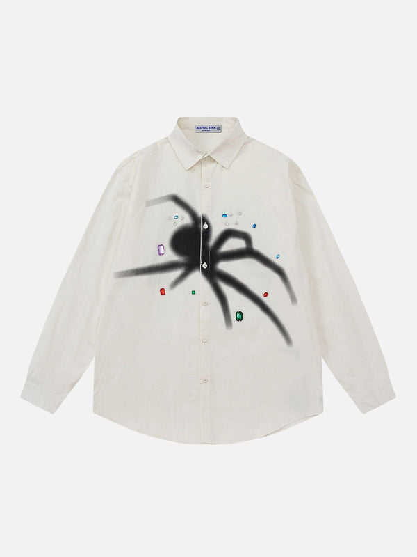 Aelfric Eden Rhinestone Applique Spider Long Sleeve Shirt
