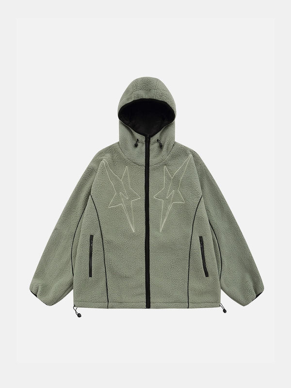 Aelfric Eden Embroidery Star Hooded Sherpa Jacket