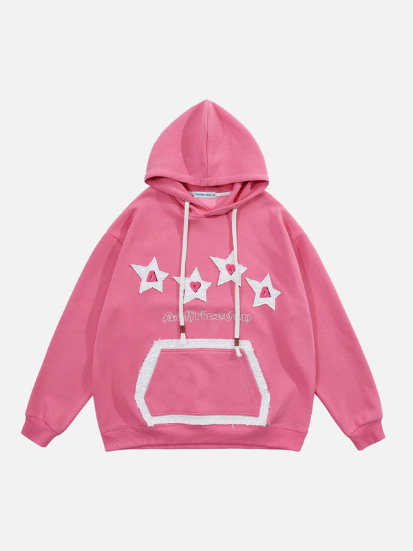 Aelfric Eden Color Blocking Applique Embroidery Star Hoodie